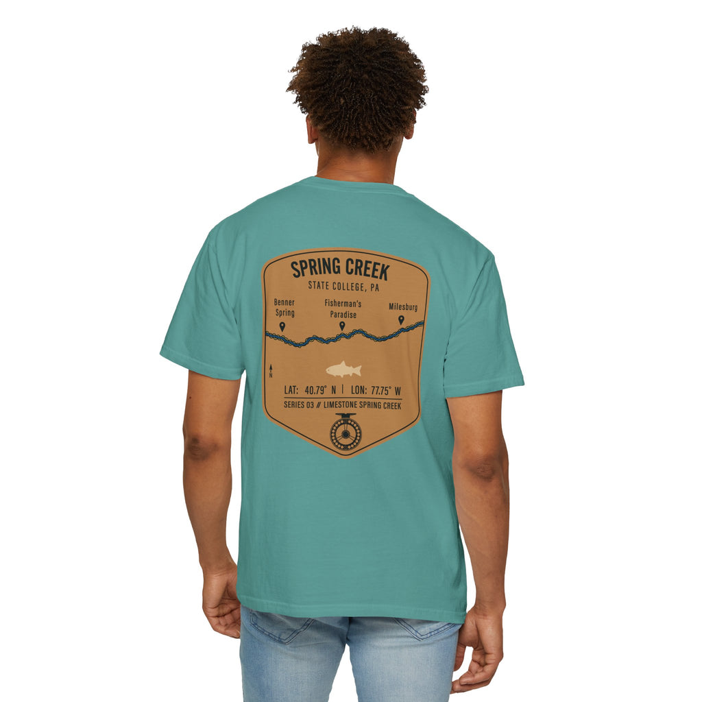 Spring Creek State College PA Fly Fishing T-Shirt - Fisherman's Paradise Trout Map Tee - Premium Pennsylvania Outdoor Apparel