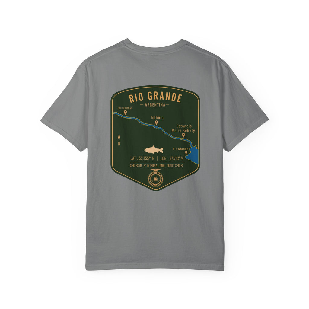 Rio Grande Argentina Fly Fishing T-Shirt - International Trout Series Map - Premium Angler Gift for Trout Fishermen