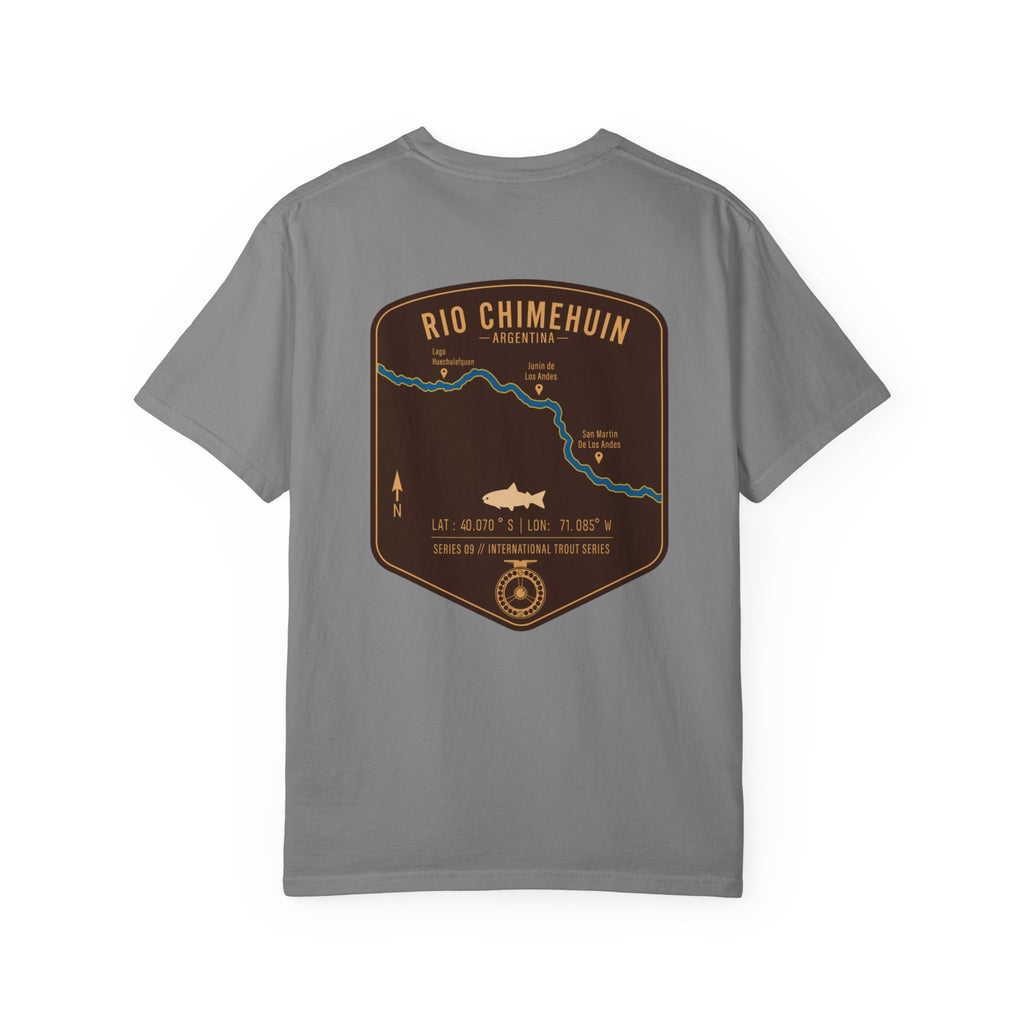 Rio Chimehuin Argentina Fly Fishing T-Shirt - Vintage Patagonia Trout Series Map Tee - Junin de los Andes Souvenir