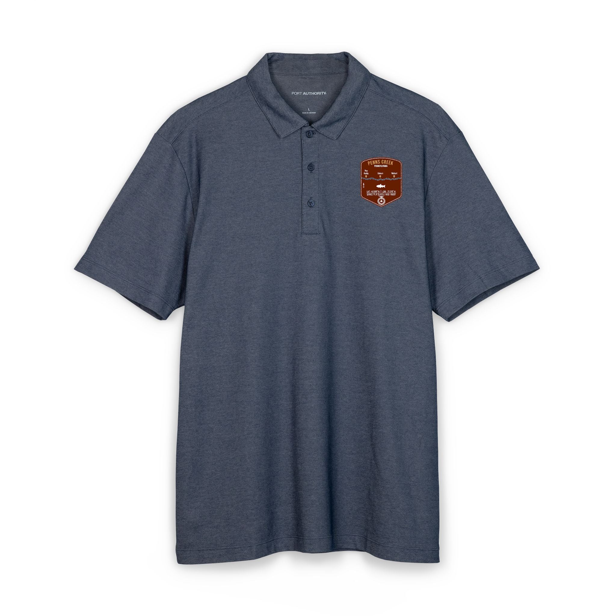 Penns Creek Fishing Map Polo | Port Authority® Fine Pique Blend