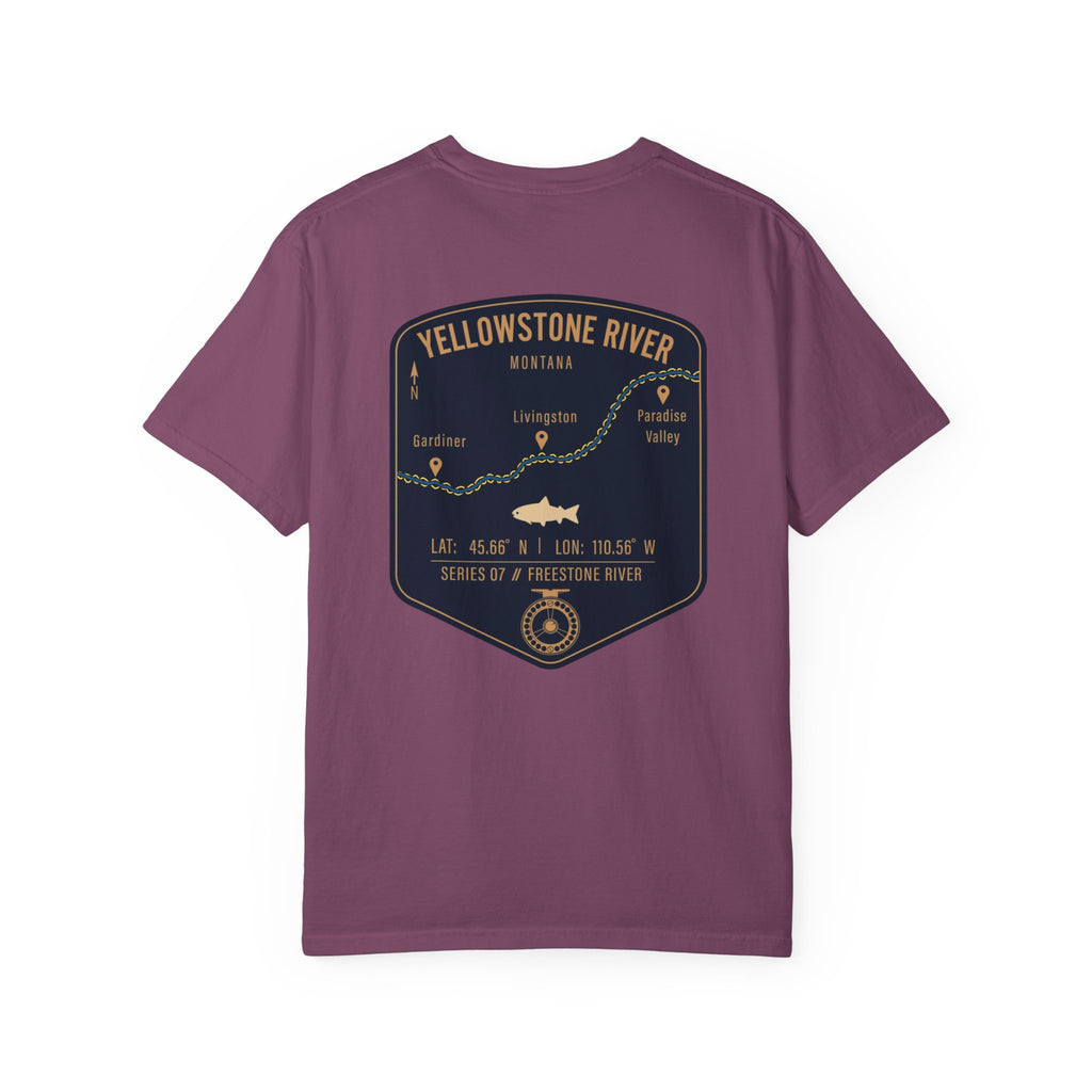 Yellowstone River Montana Fly Fishing T-Shirt - Premium Vintage Trout Map Graphic Tee for Anglers - Livingston & Paradise Valley