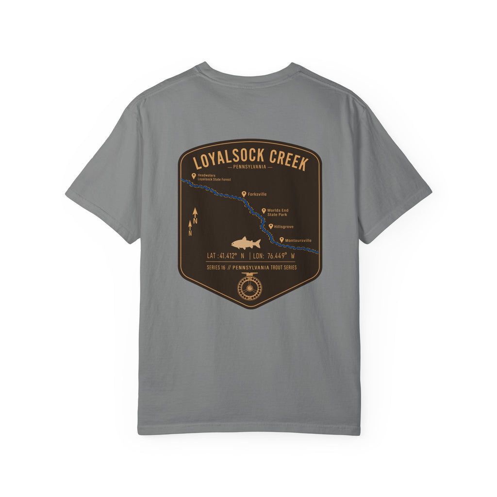 Loyalsock Creek Pennsylvania Fly Fishing T-Shirt - Vintage Trout Series Map Tee for Anglers and Outdoorsmen