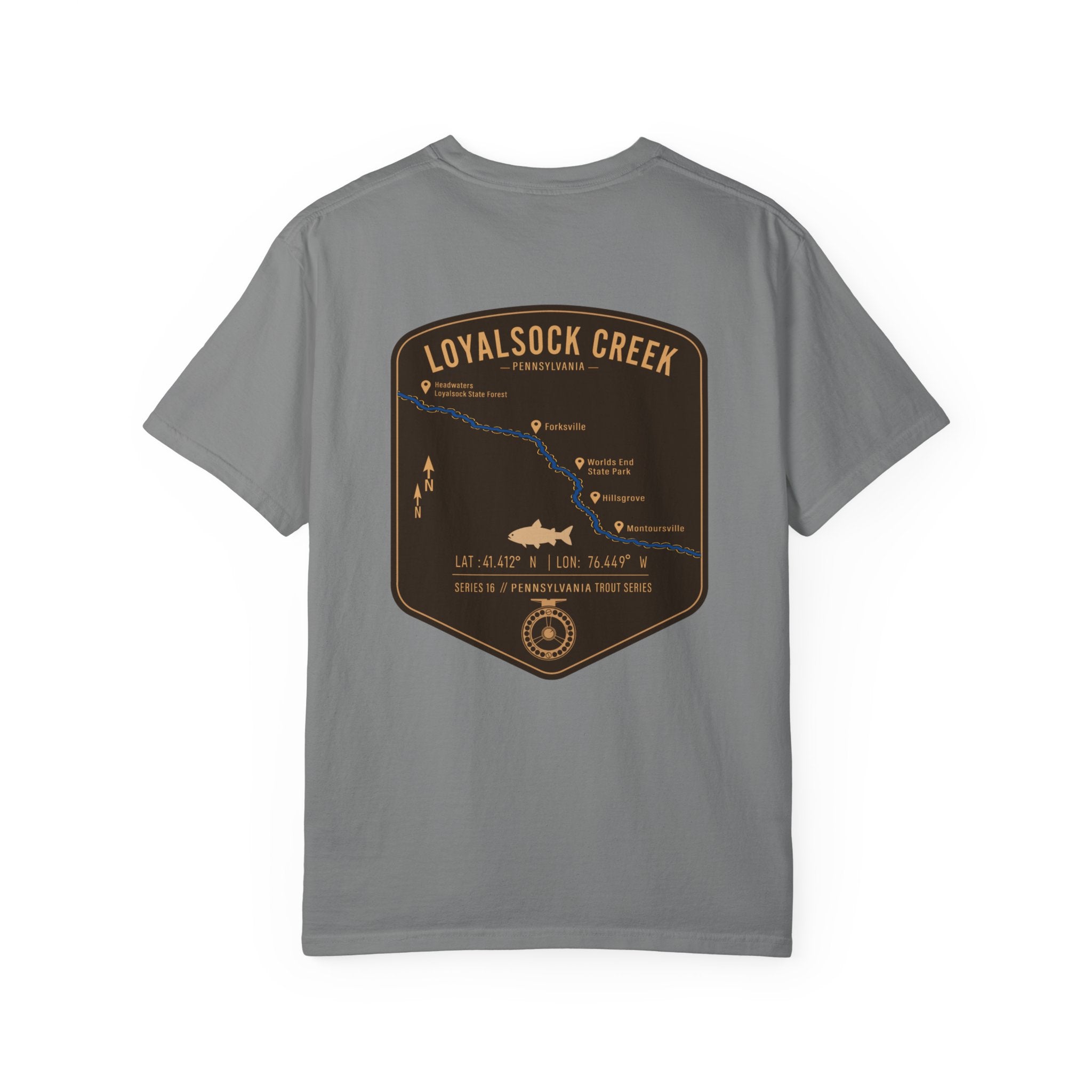 Loyalsock Creek Pennsylvania Fly Fishing T-Shirt - Vintage Trout Series Map Tee for Anglers and Outdoorsmen