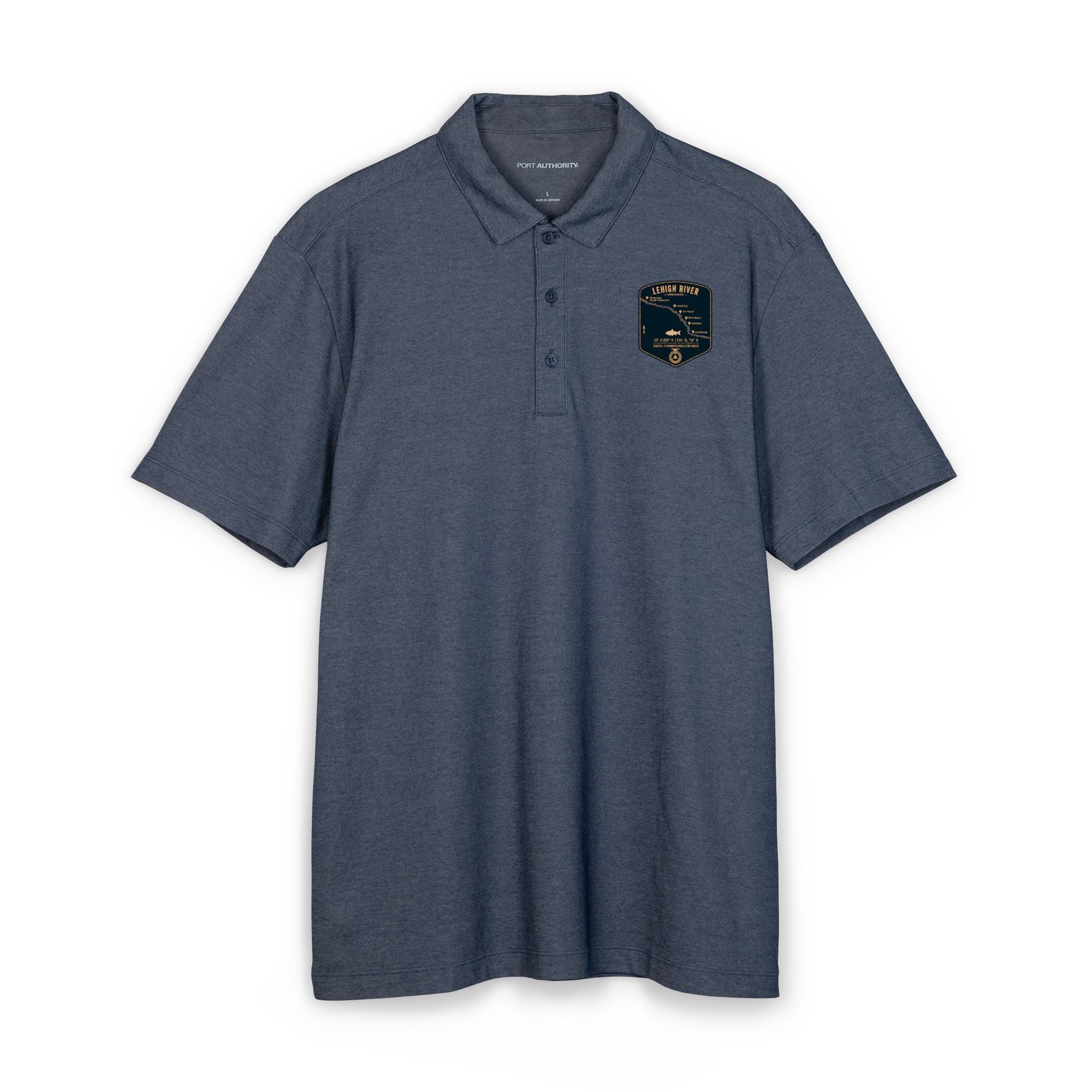 Lehigh River Fishing Map Polo | Port Authority® Fine Pique Blend