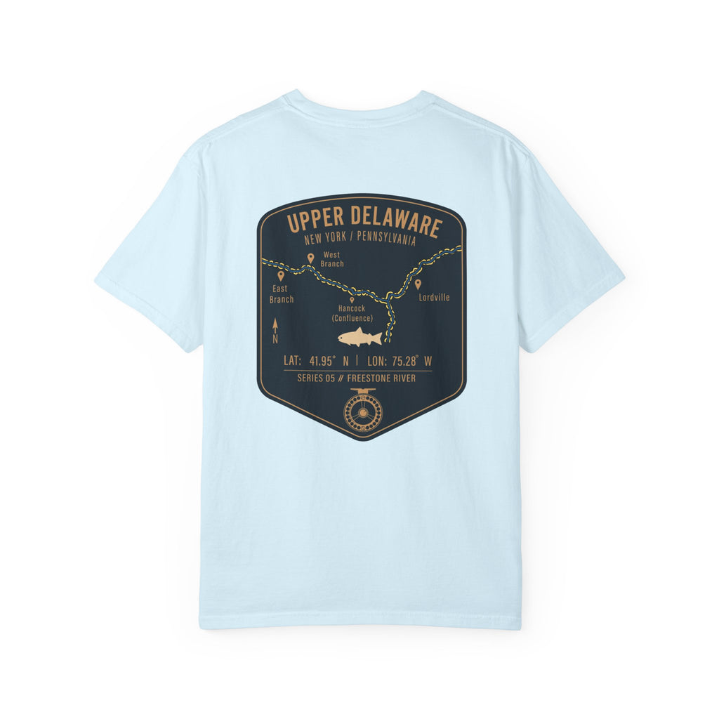 Upper Delaware River Fly Fishing T-Shirt - Vintage Hancock NY PA Map Design - Premium Angler Gift Tee