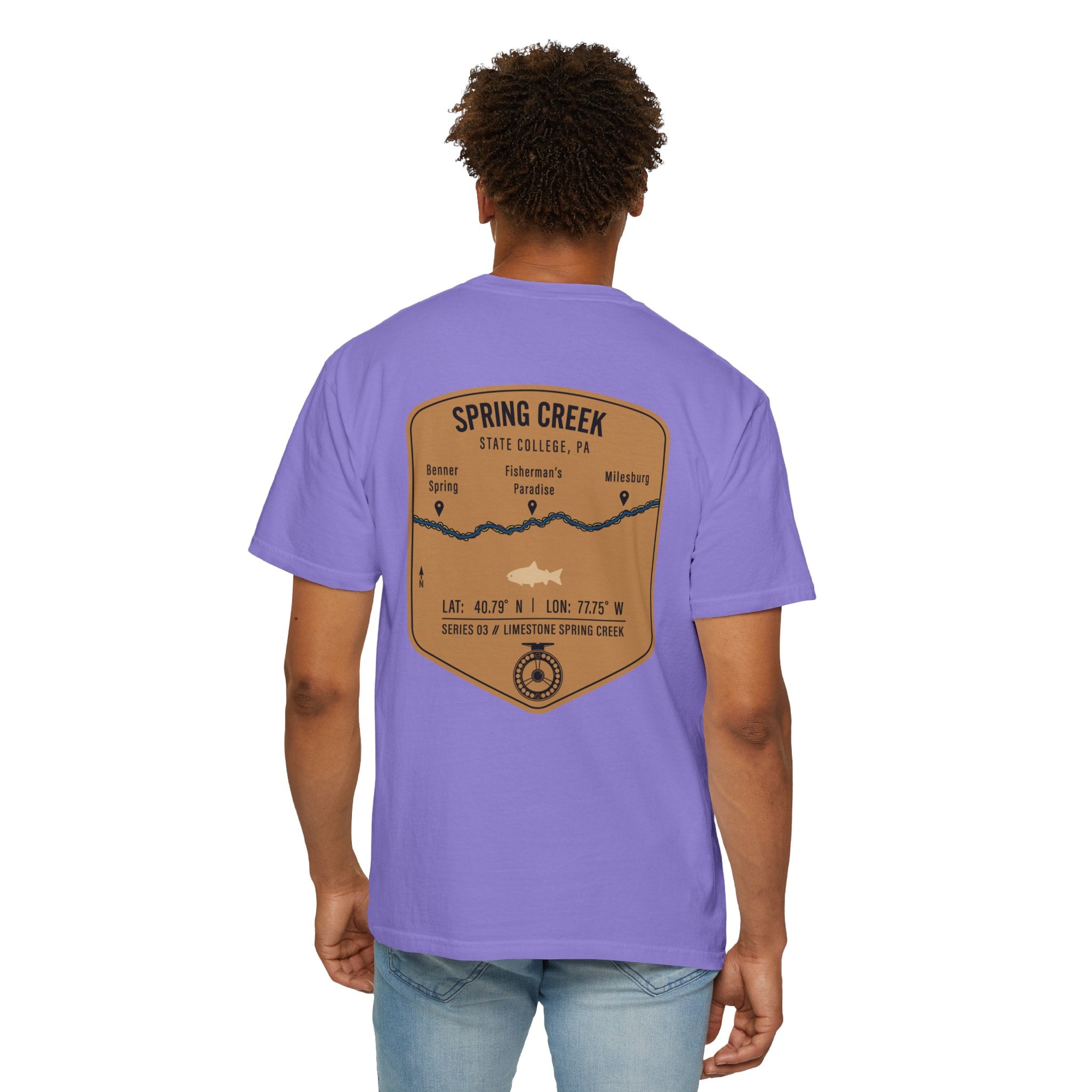 Spring Creek State College PA Fly Fishing T-Shirt - Fisherman's Paradise Trout Map Tee - Premium Pennsylvania Outdoor Apparel