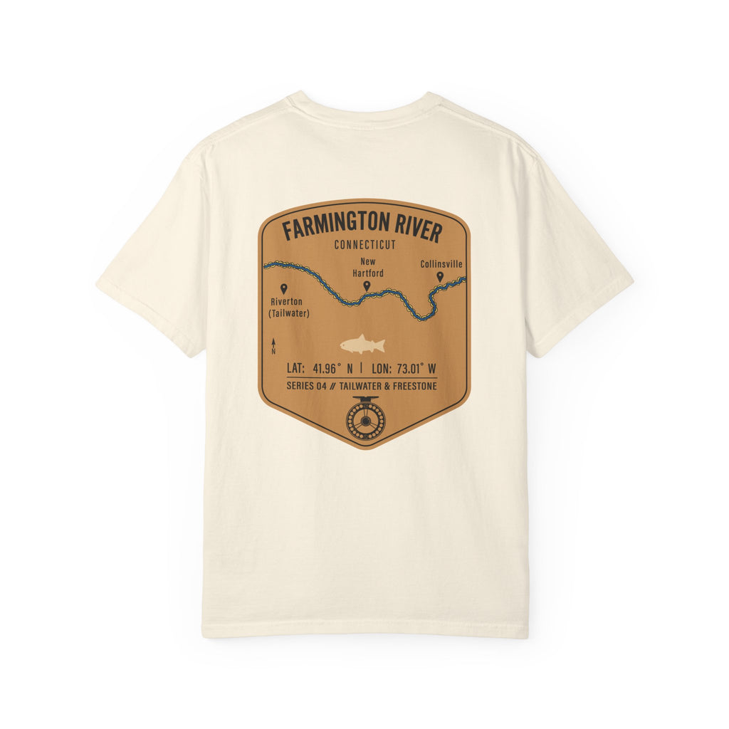 Farmington River Connecticut Fly Fishing T-Shirt - Vintage Trout Angler Map Tee - Tailwater & Freestone Series