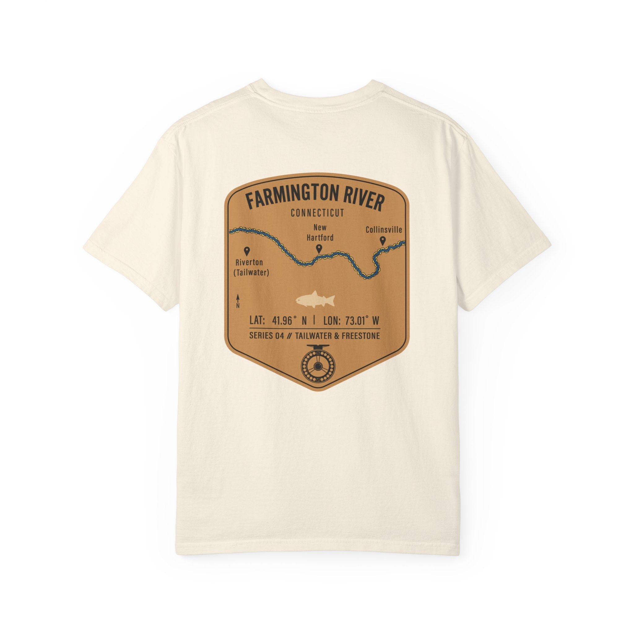 Farmington River Connecticut Fly Fishing T-Shirt - Vintage Trout Angler Map Tee - Tailwater & Freestone Series