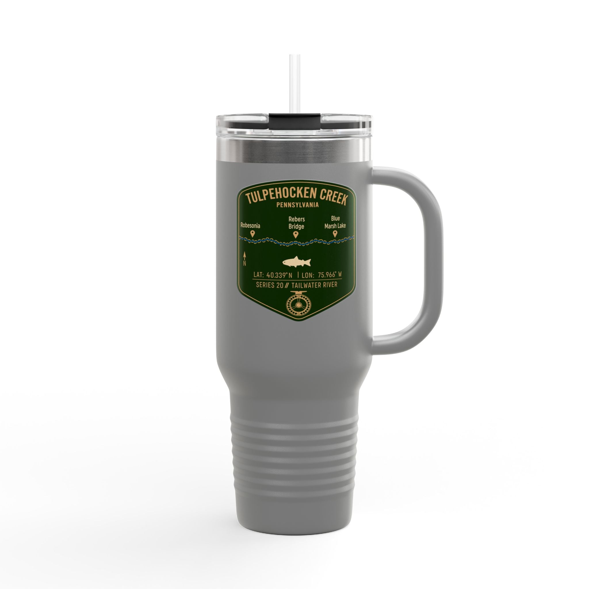 Tulpehocken Creek Fishing Badge Travel Mug | 40oz Insulated Tumbler