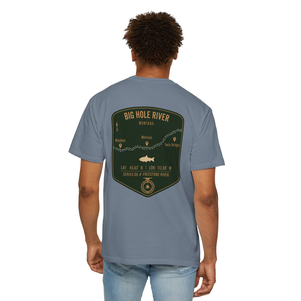 Big Hole River Montana Fly Fishing T-Shirt - Vintage Freestone River Map Tee - Premium Angler Gift