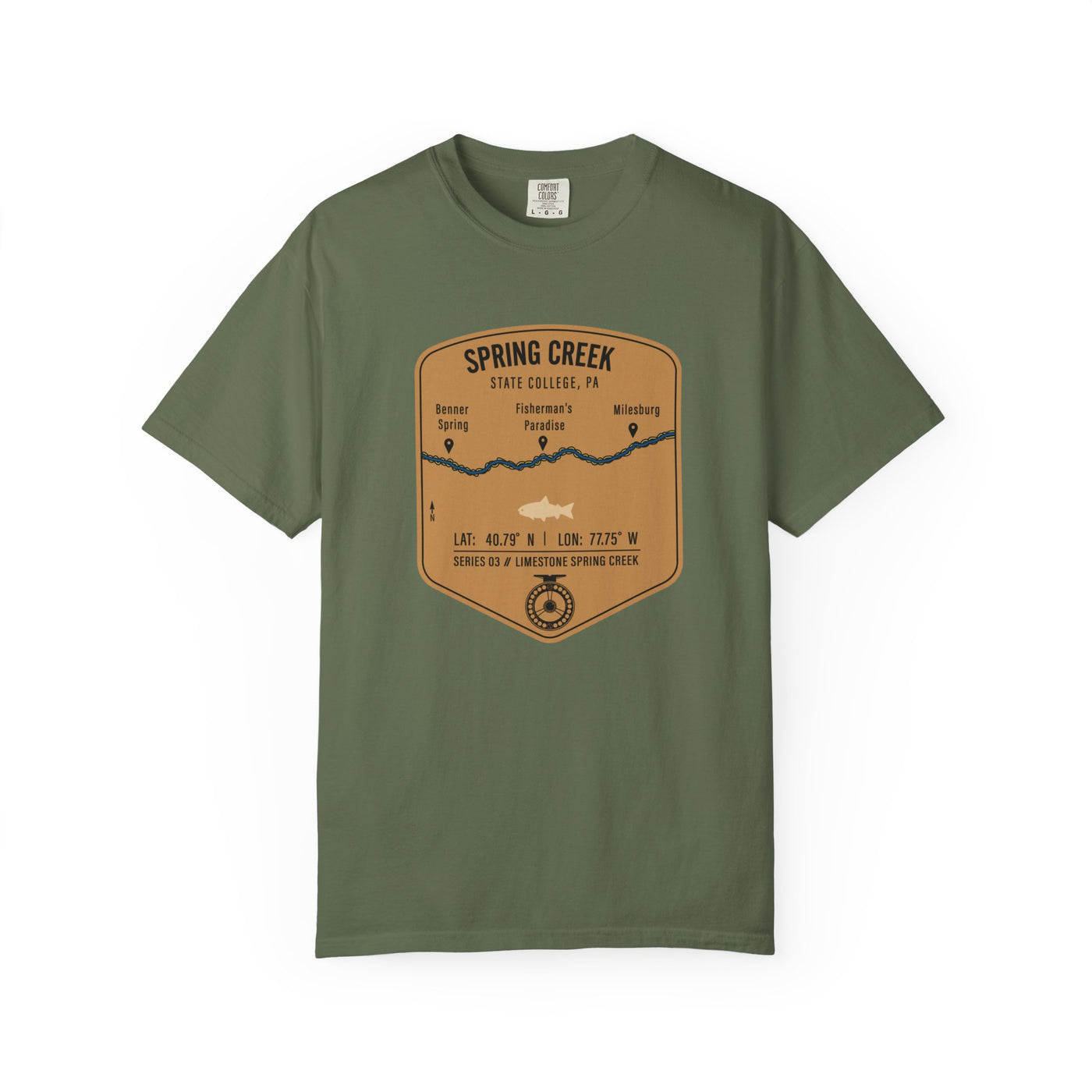 Spring Creek Fishing Map | Rugged Cotton Trout Tee