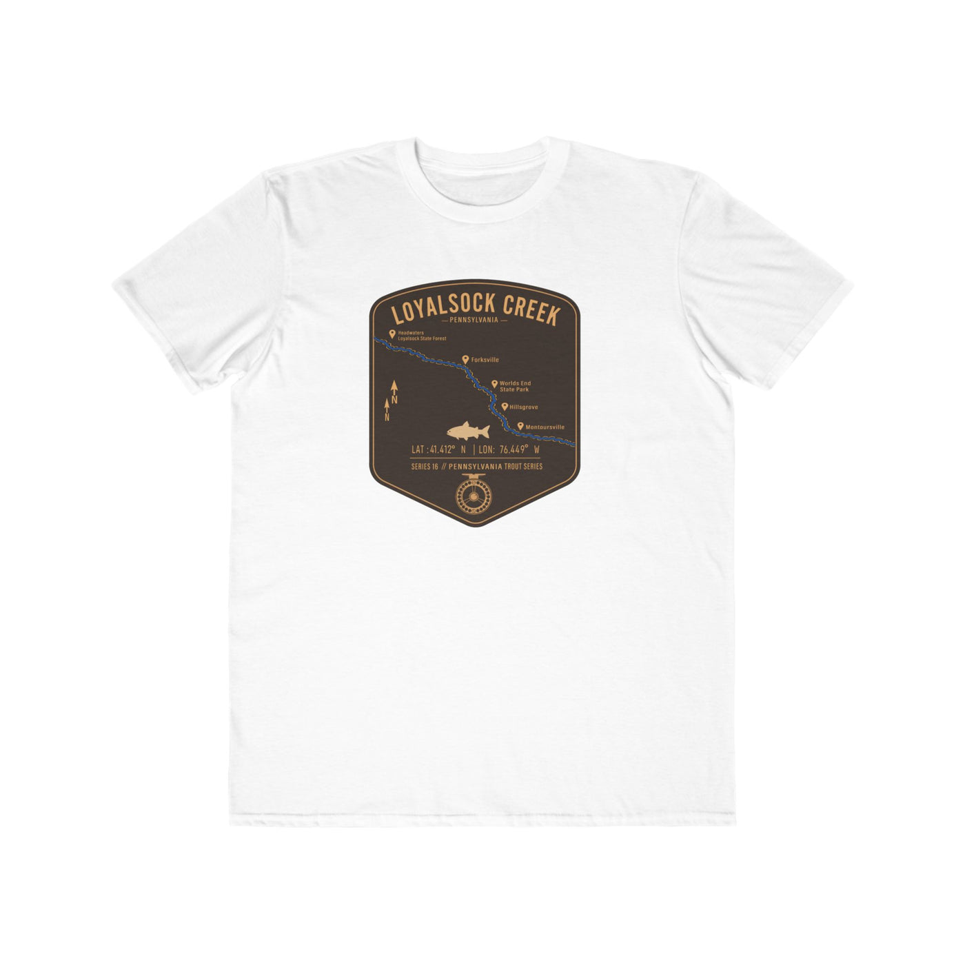 Loyalsock Creek PA Fishing Map | Lightweight Cotton Trout Tee