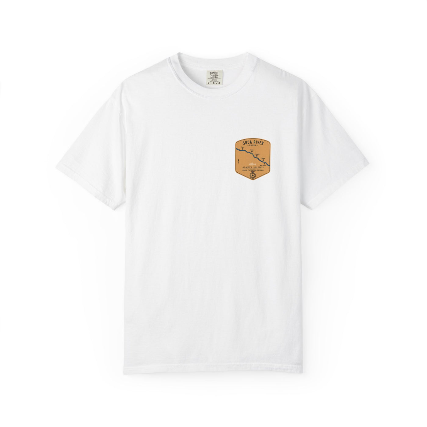 Global Series - Soca River Fishing Map Pocket-Size Patch — Rugged Cotton Tee