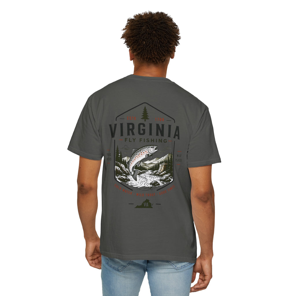 Virginia - State Fly Fishing Badge — Rugged Cotton Tee