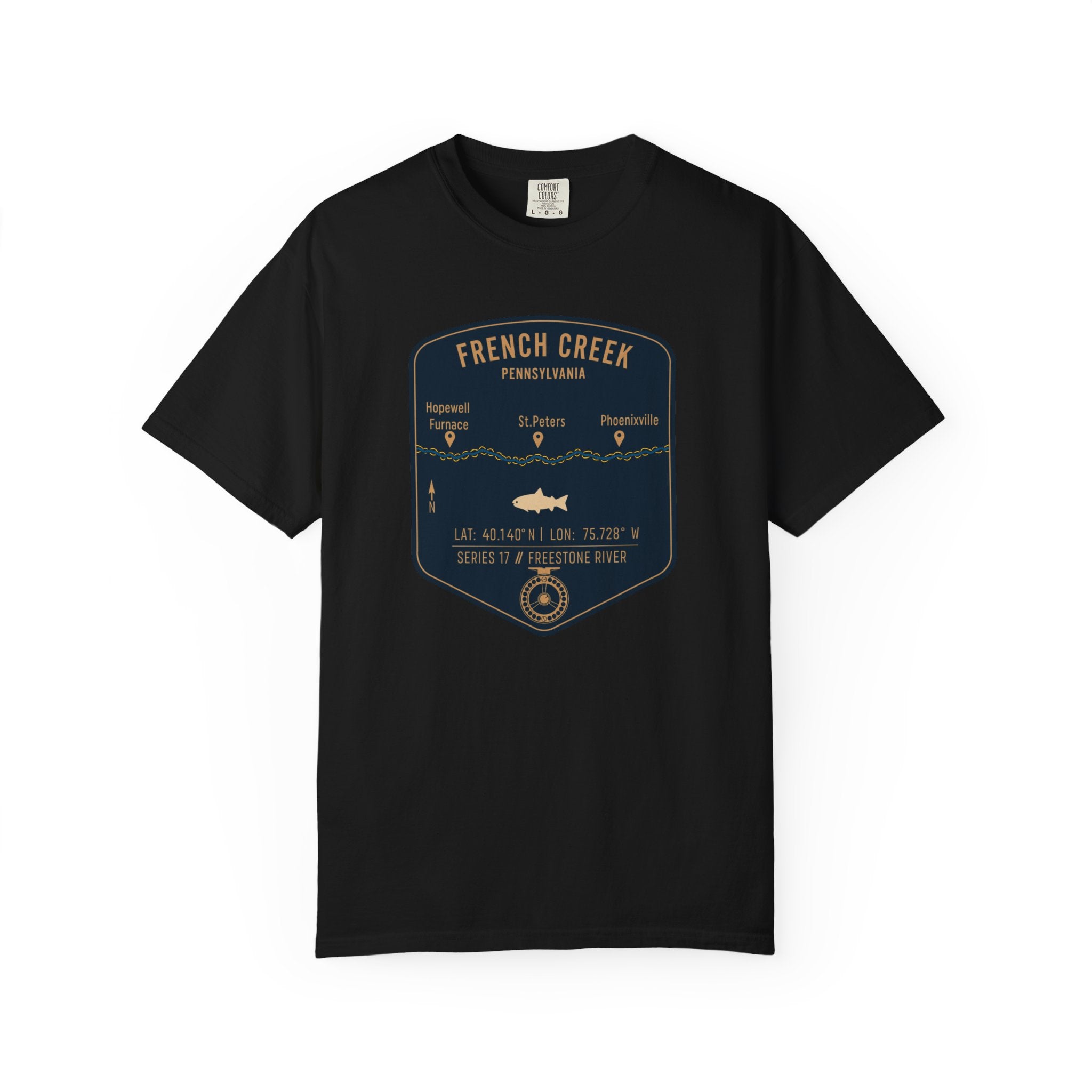 French Creek Fishing Map | Rugged Cotton Trout Tee