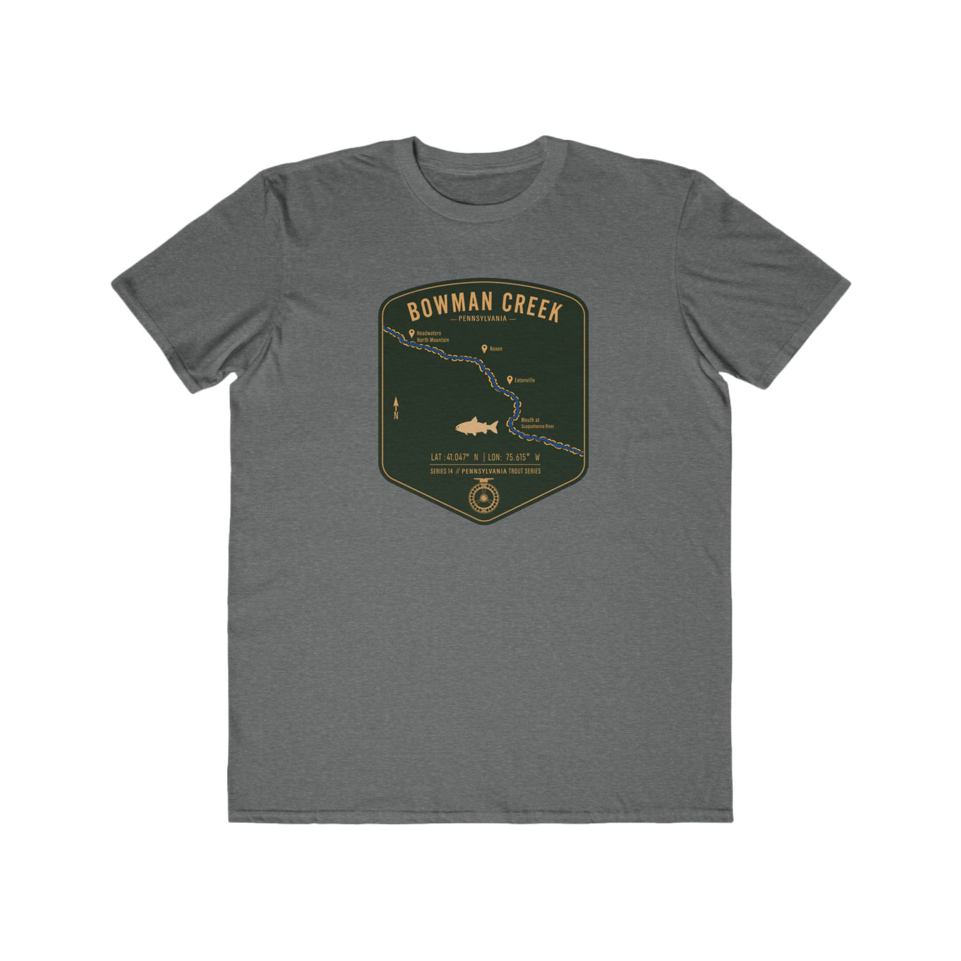 Bowman Creek PA Fishing Map | Lightweight Cotton Trout Tee