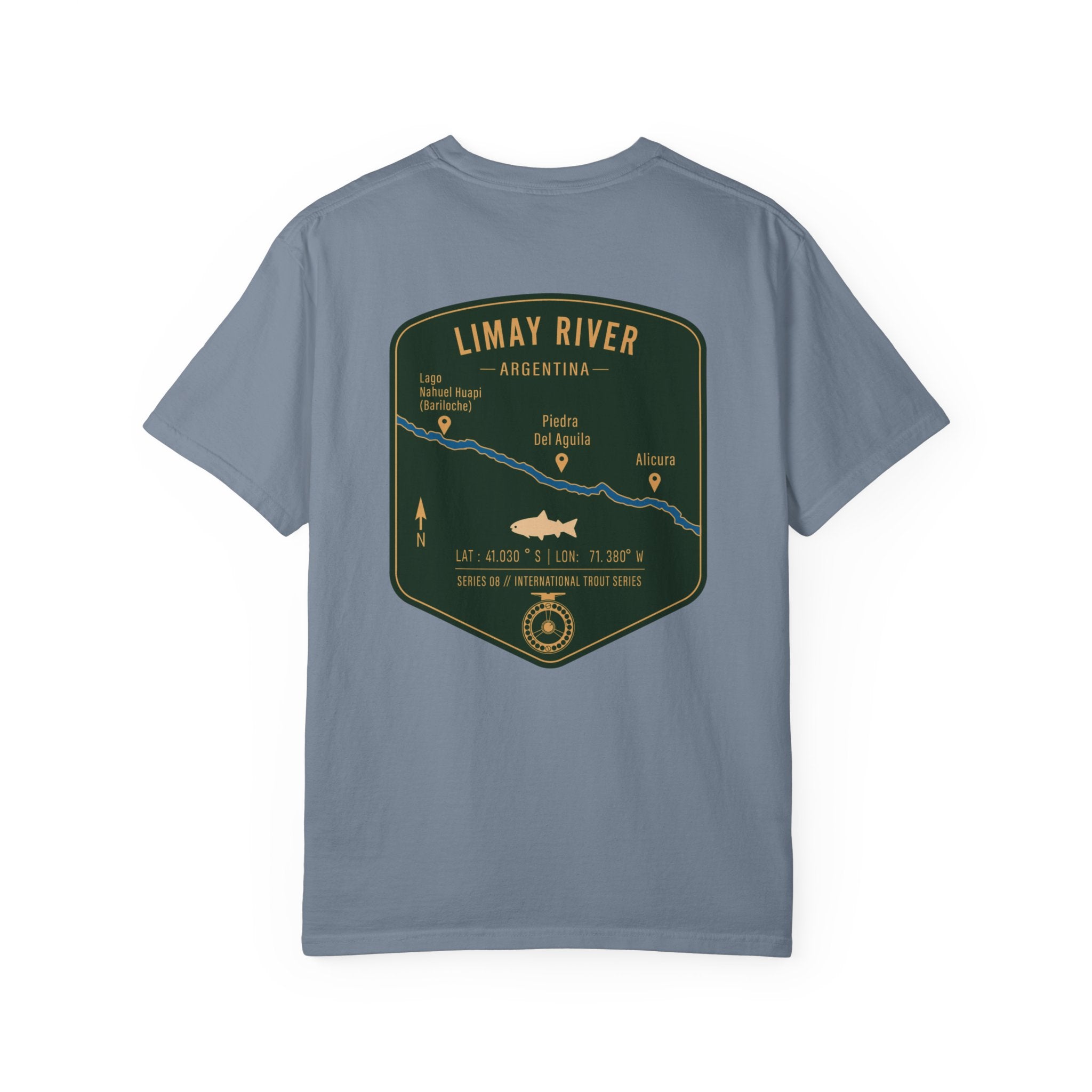 Limay River Argentina Fly Fishing T-Shirt - Patagonia Trout Series Vintage Graphic Tee - Premium Gift for Anglers and Adventure Travelers