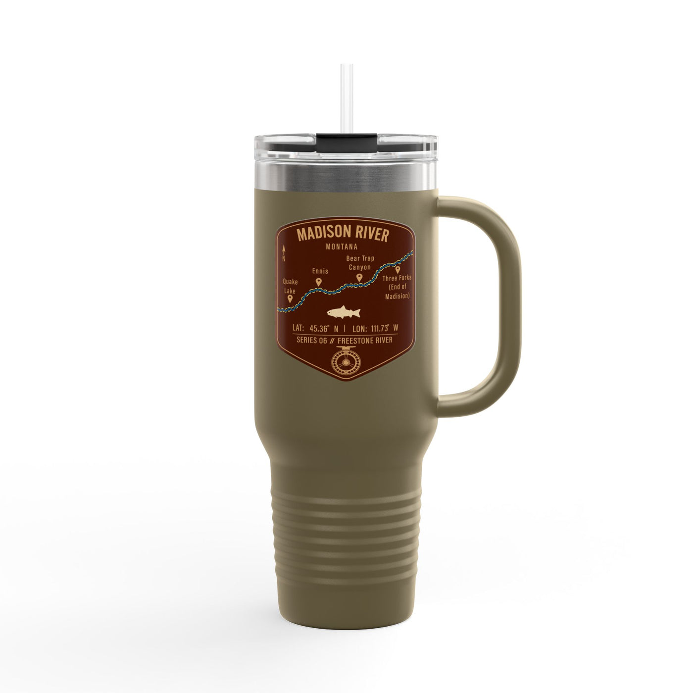 Madison River Fishing Badge Travel Mug | 40oz Insulated Tumbler