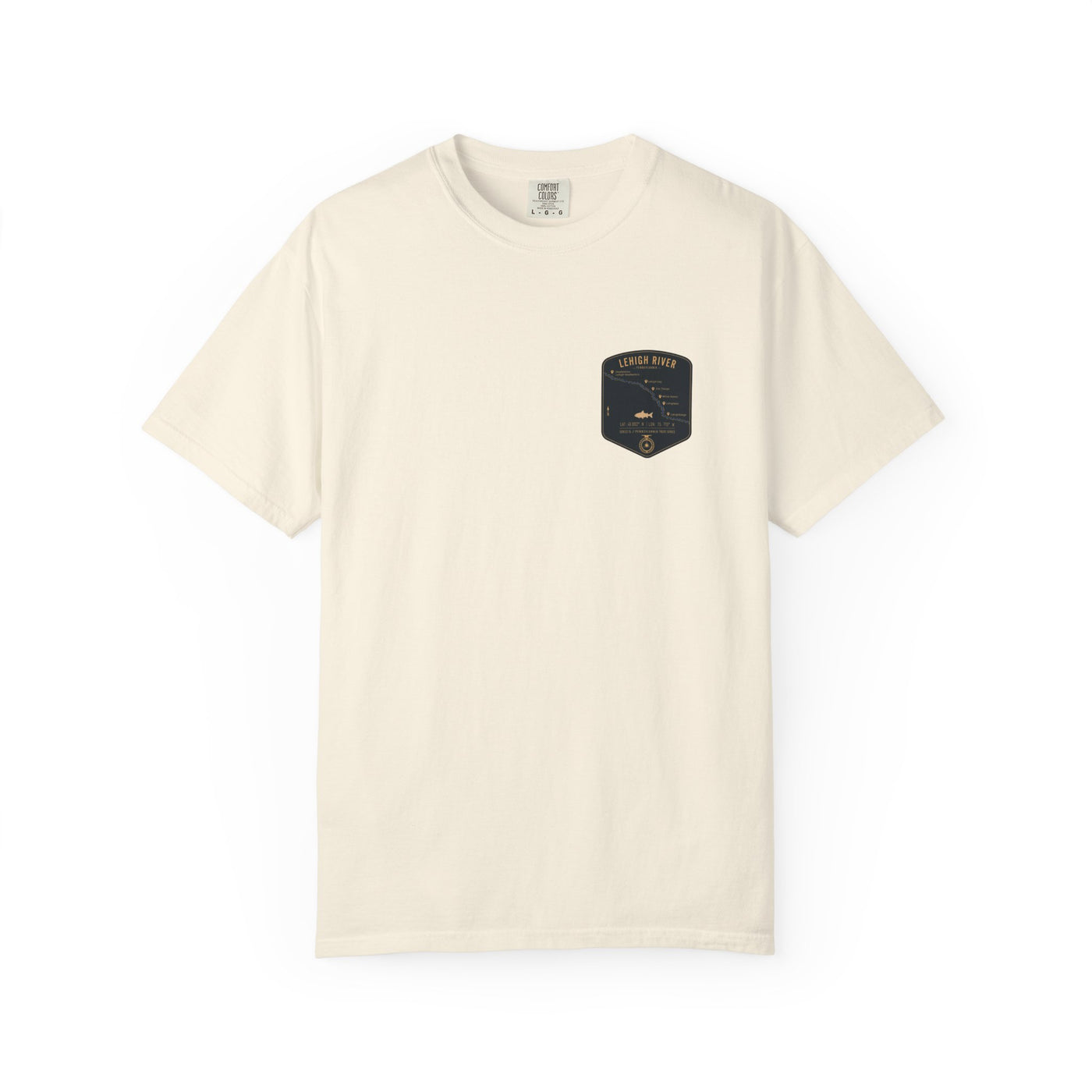 Lehigh River Fishing Map Pocket-Size Patch — Rugged Cotton Tee