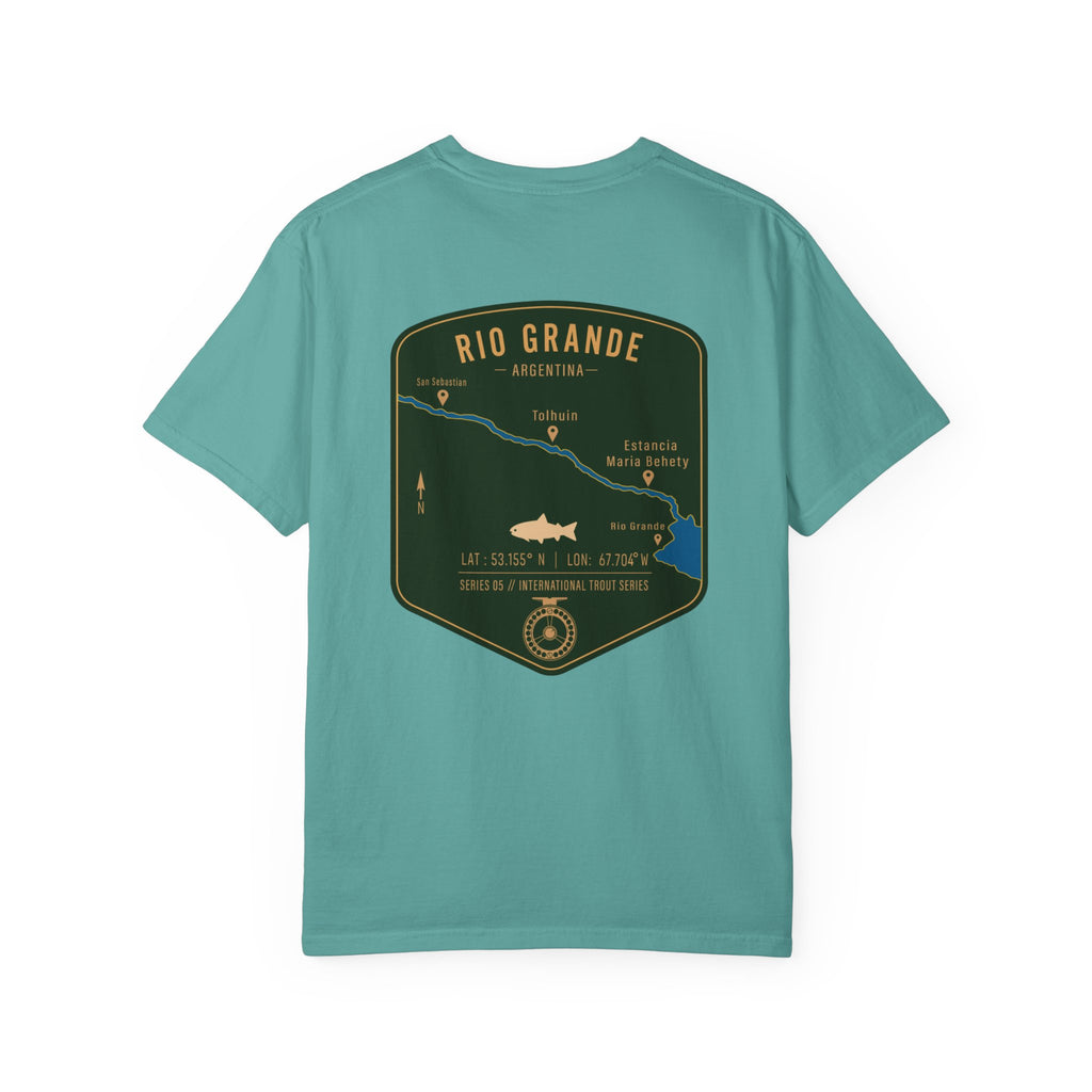 Rio Grande Argentina Fly Fishing T-Shirt - International Trout Series Map - Premium Angler Gift for Trout Fishermen