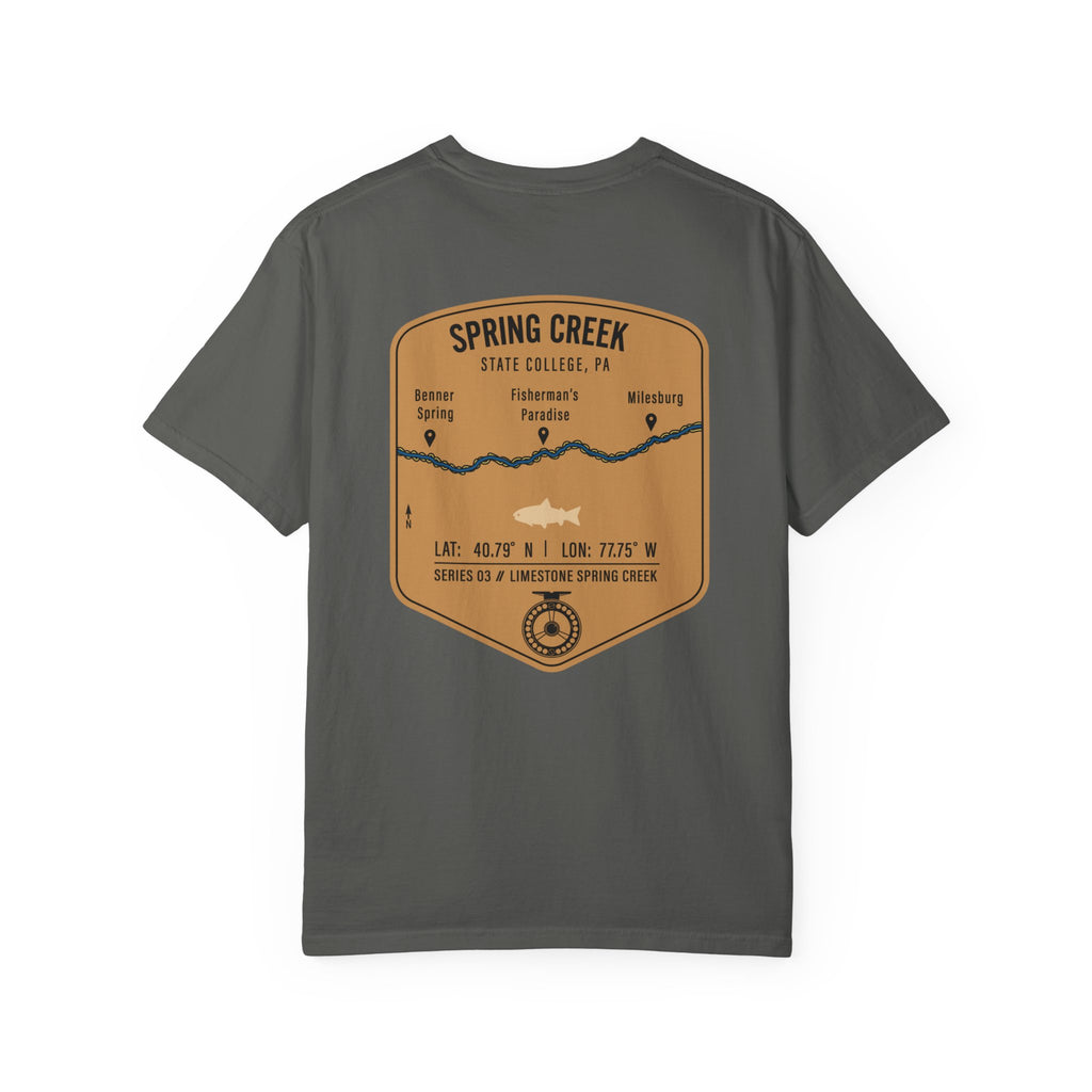 Spring Creek State College PA Fly Fishing T-Shirt - Fisherman's Paradise Trout Map Tee - Premium Pennsylvania Outdoor Apparel