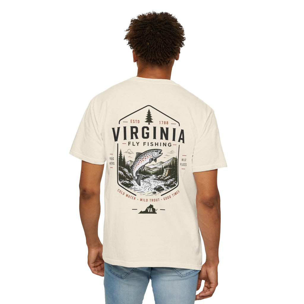 Virginia - State Fly Fishing Badge — Rugged Cotton Tee