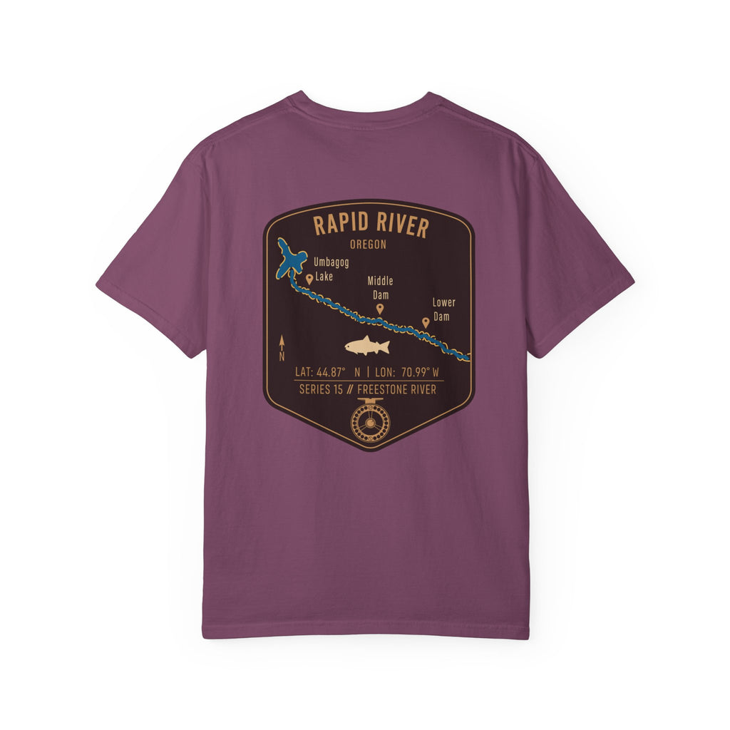 Rapid River Oregon Fly Fishing T-Shirt - Vintage River Map Graphic Tee - Premium Angler Gift