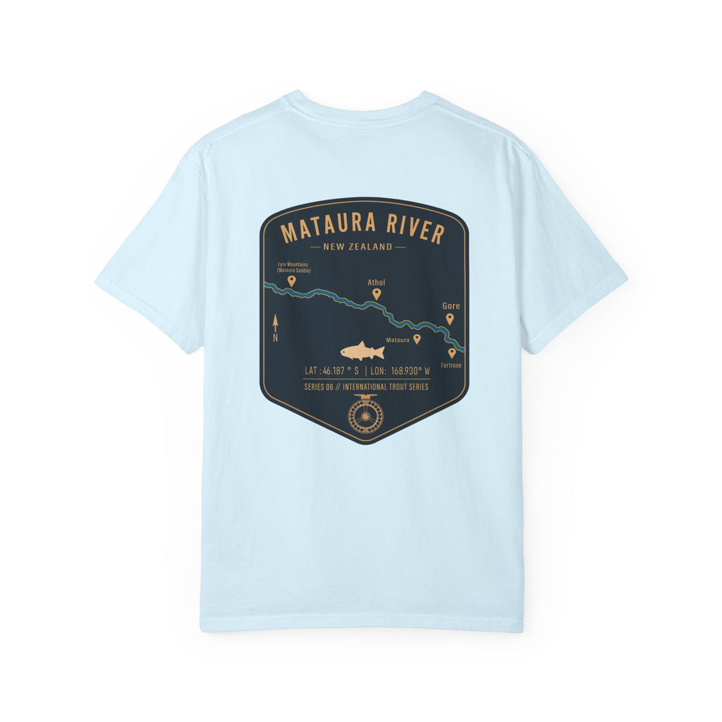 Mataura River New Zealand Fly Fishing T-Shirt - Vintage Trout Series Map Graphic Tee - Gift for Anglers