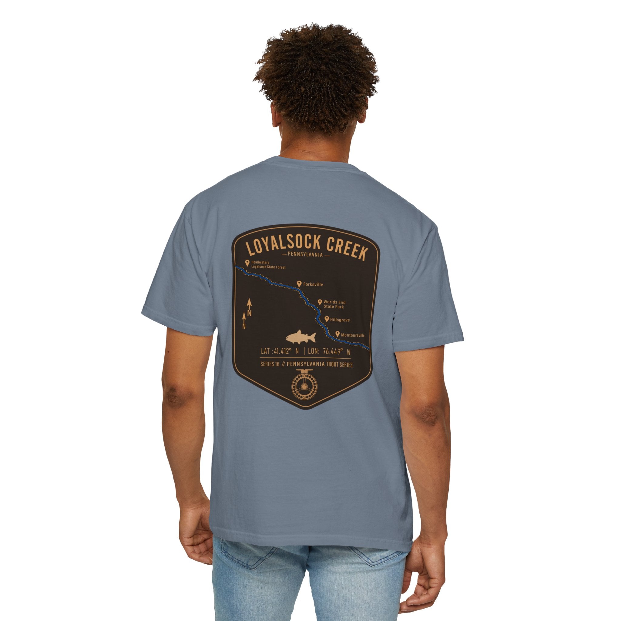 Loyalsock Creek Pennsylvania Fly Fishing T-Shirt - Vintage Trout Series Map Tee for Anglers and Outdoorsmen