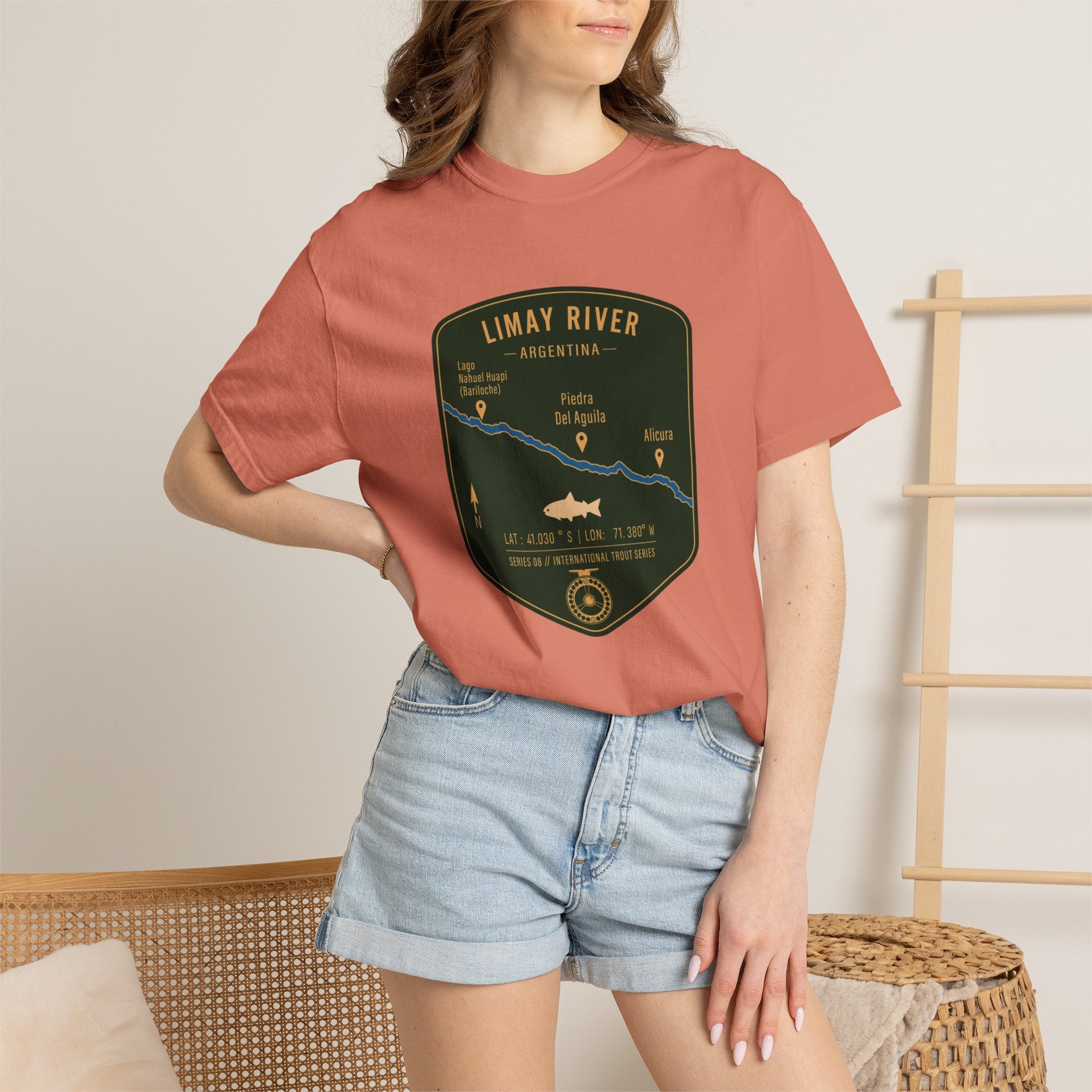 Global Series - Limay River Argentina Fishing Map | Rugged Cotton Trout Tee
