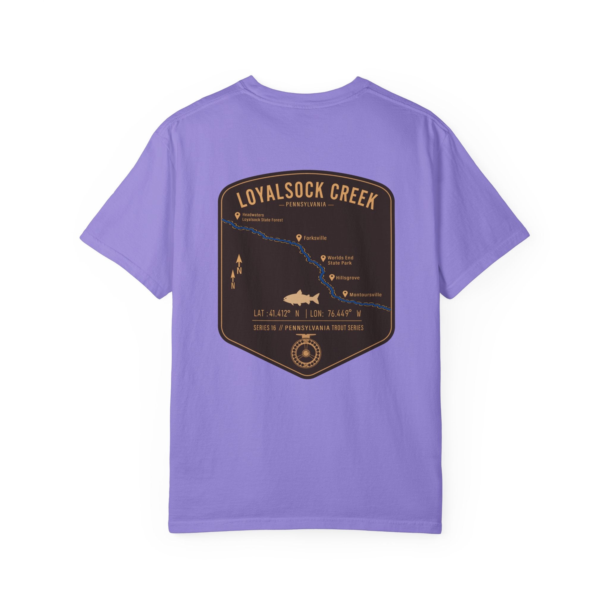 Loyalsock Creek Pennsylvania Fly Fishing T-Shirt - Vintage Trout Series Map Tee for Anglers and Outdoorsmen