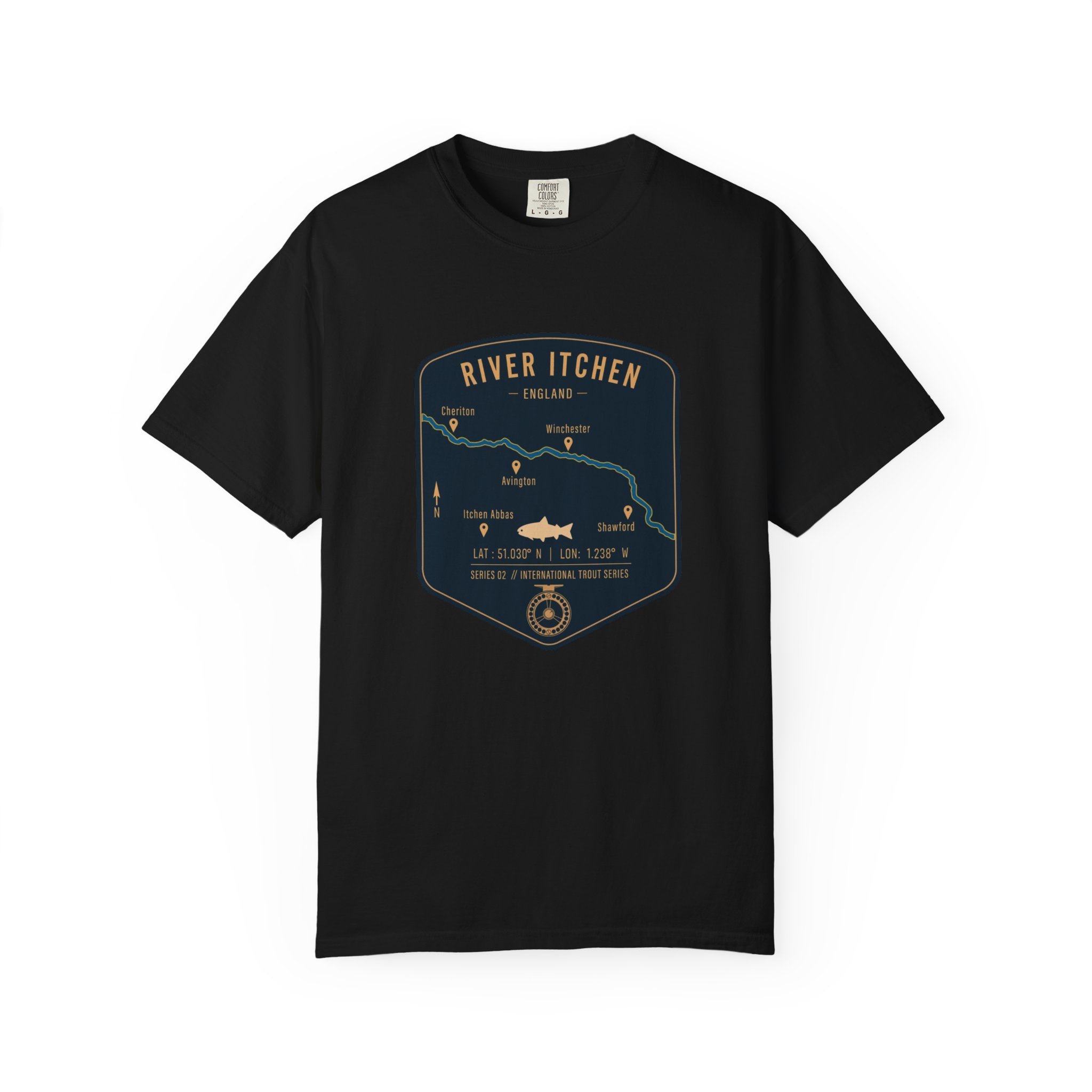 Global Series - River Itchen England Fishing Map | Rugged Cotton Trout Tee