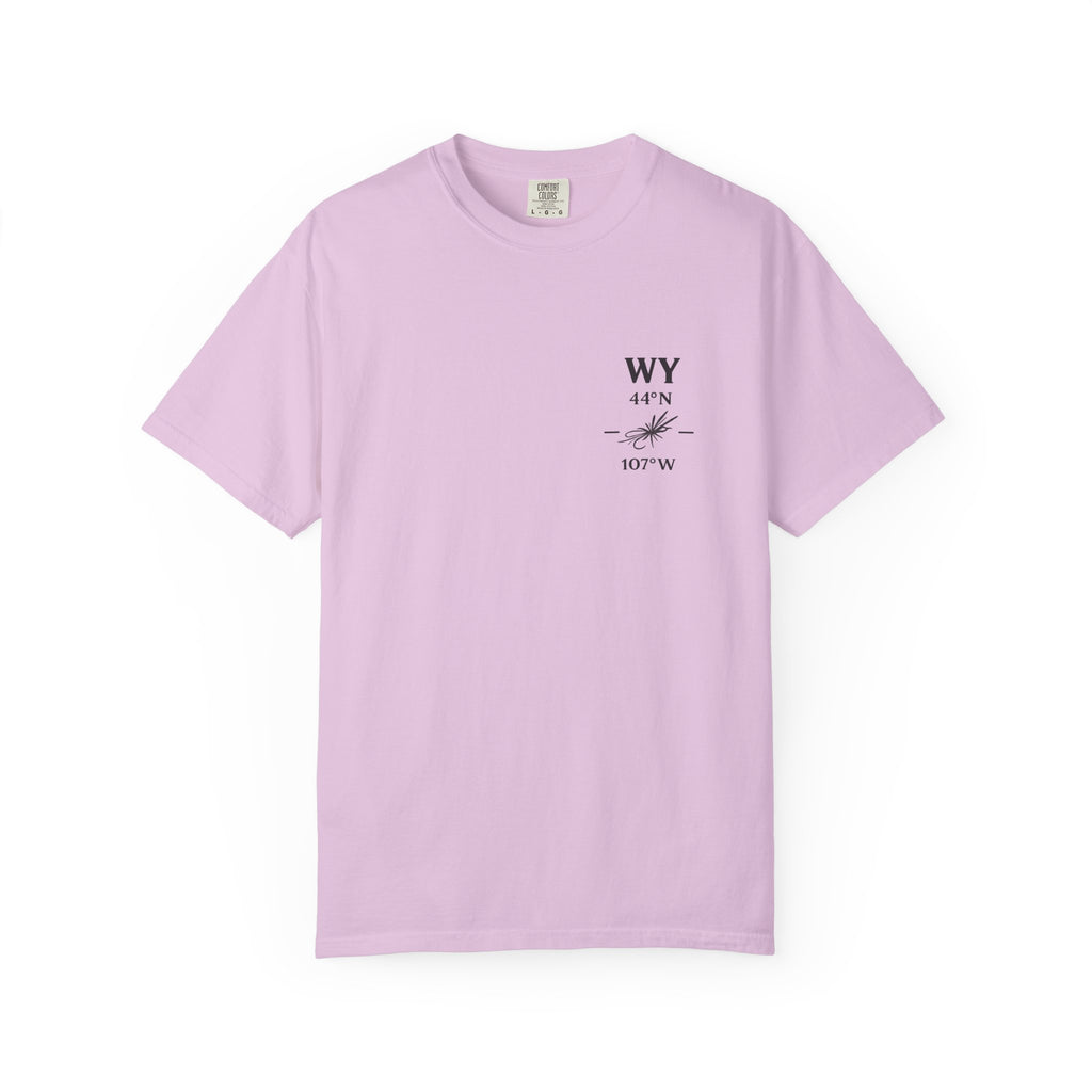 Wyoming - State Fly Fishing Badge — Rugged Cotton Tee