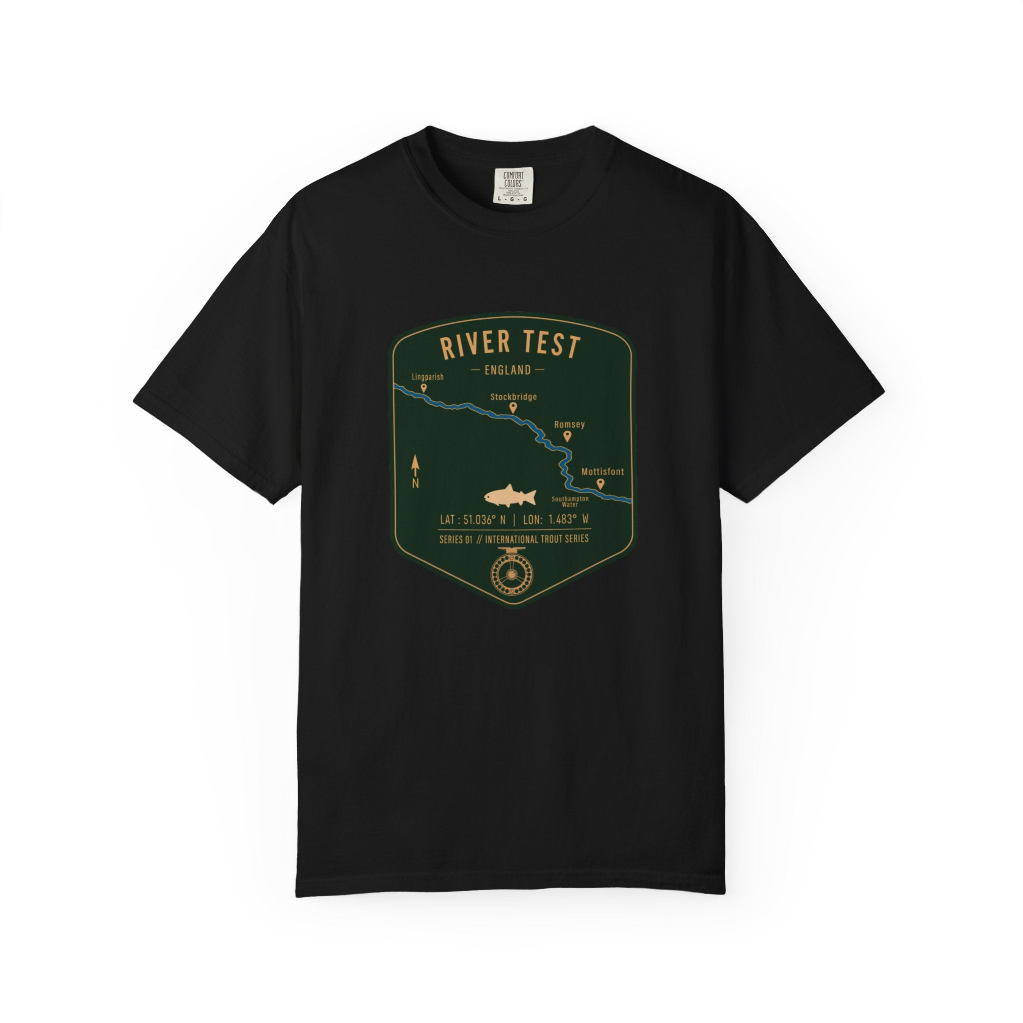 Global Series - River Test England Fishing Map | Rugged Cotton Trout Tee