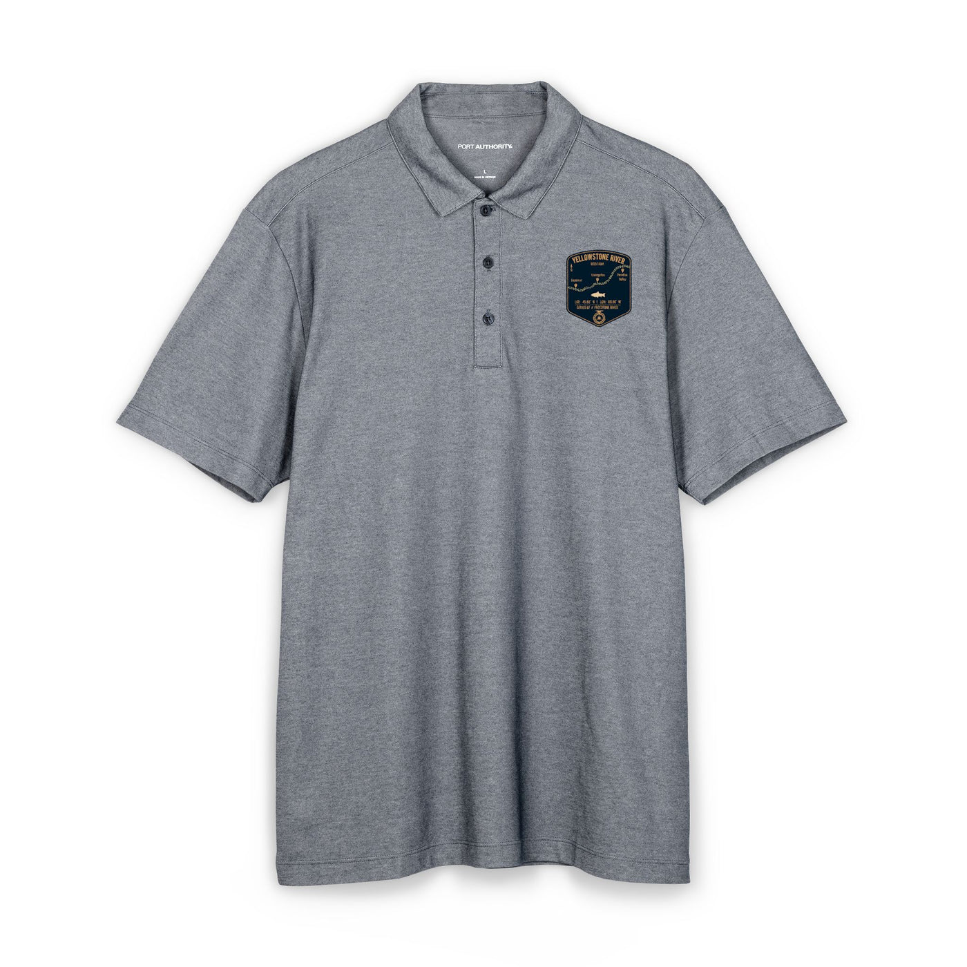 Yellowstone River Fishing Map Polo | Port Authority® Fine Pique Blend