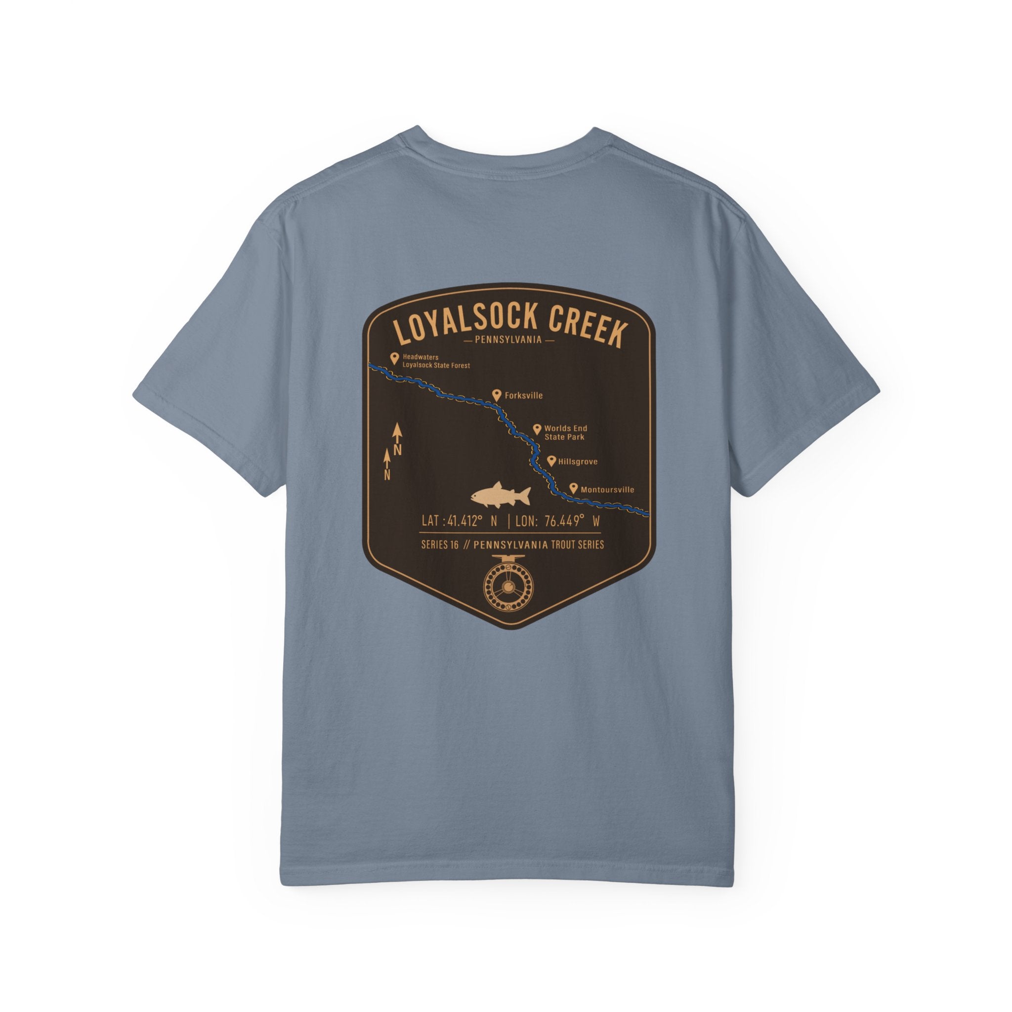 Loyalsock Creek Pennsylvania Fly Fishing T-Shirt - Vintage Trout Series Map Tee for Anglers and Outdoorsmen