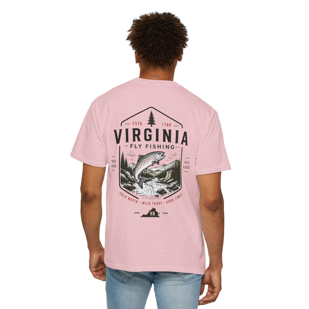 Virginia - State Fly Fishing Badge — Rugged Cotton Tee