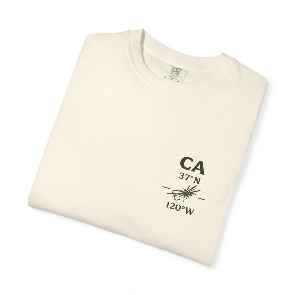 California - State Fly Fishing Badge — Rugged Cotton Tee