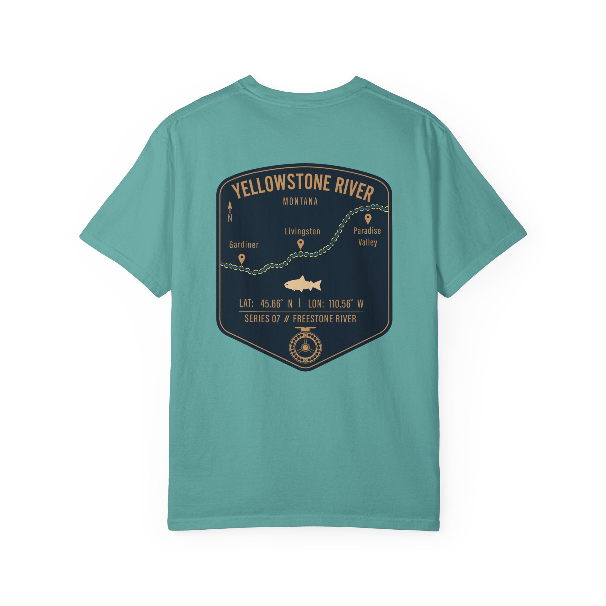 Yellowstone River Montana Fly Fishing T-Shirt - Premium Vintage Trout Map Graphic Tee for Anglers - Livingston & Paradise Valley