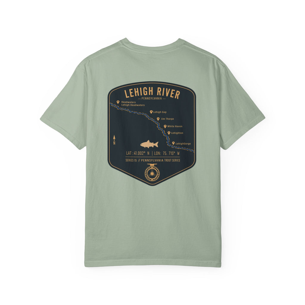 Lehigh River Pennsylvania Trout Fishing T-Shirt - Fly Fishing Map Tee with Jim Thorpe & Lehigh Gorge - Premium Angler Gift