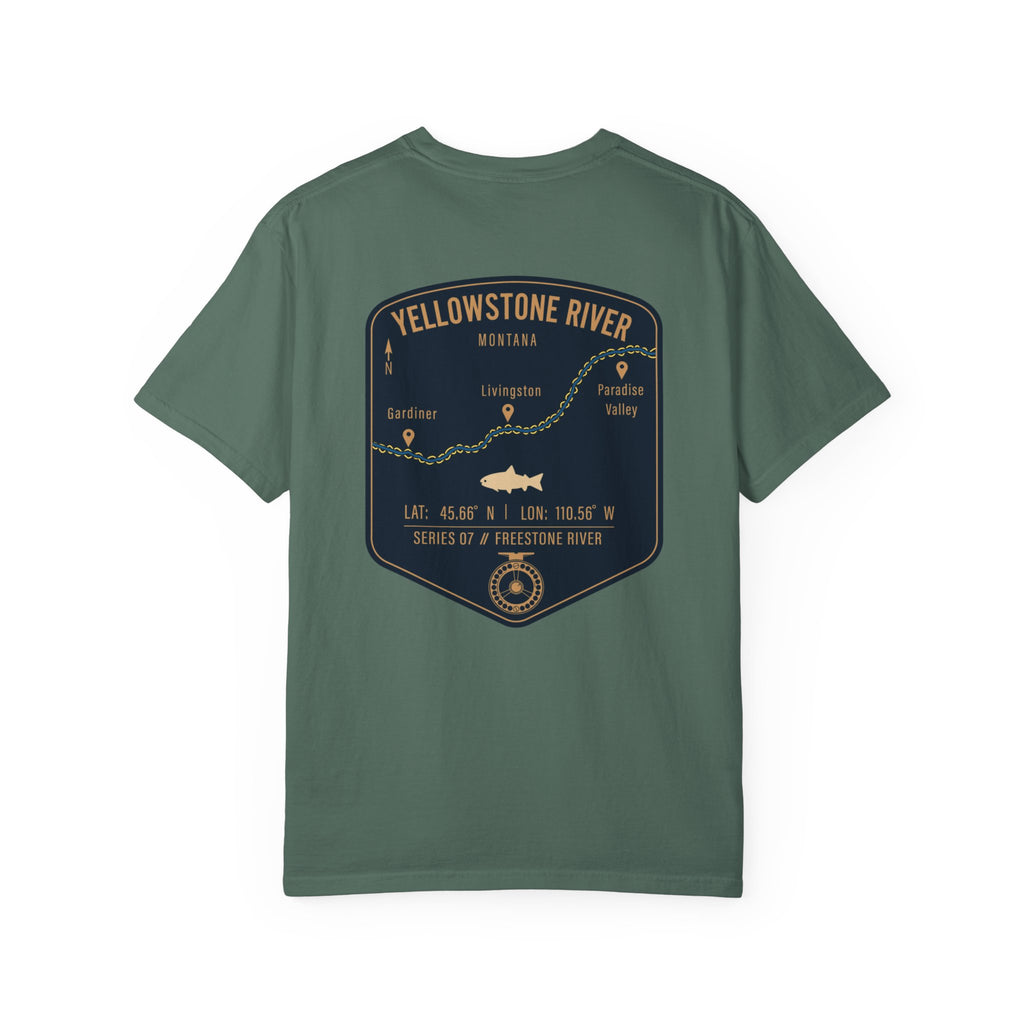 Yellowstone River Montana Fly Fishing T-Shirt - Premium Vintage Trout Map Graphic Tee for Anglers - Livingston & Paradise Valley