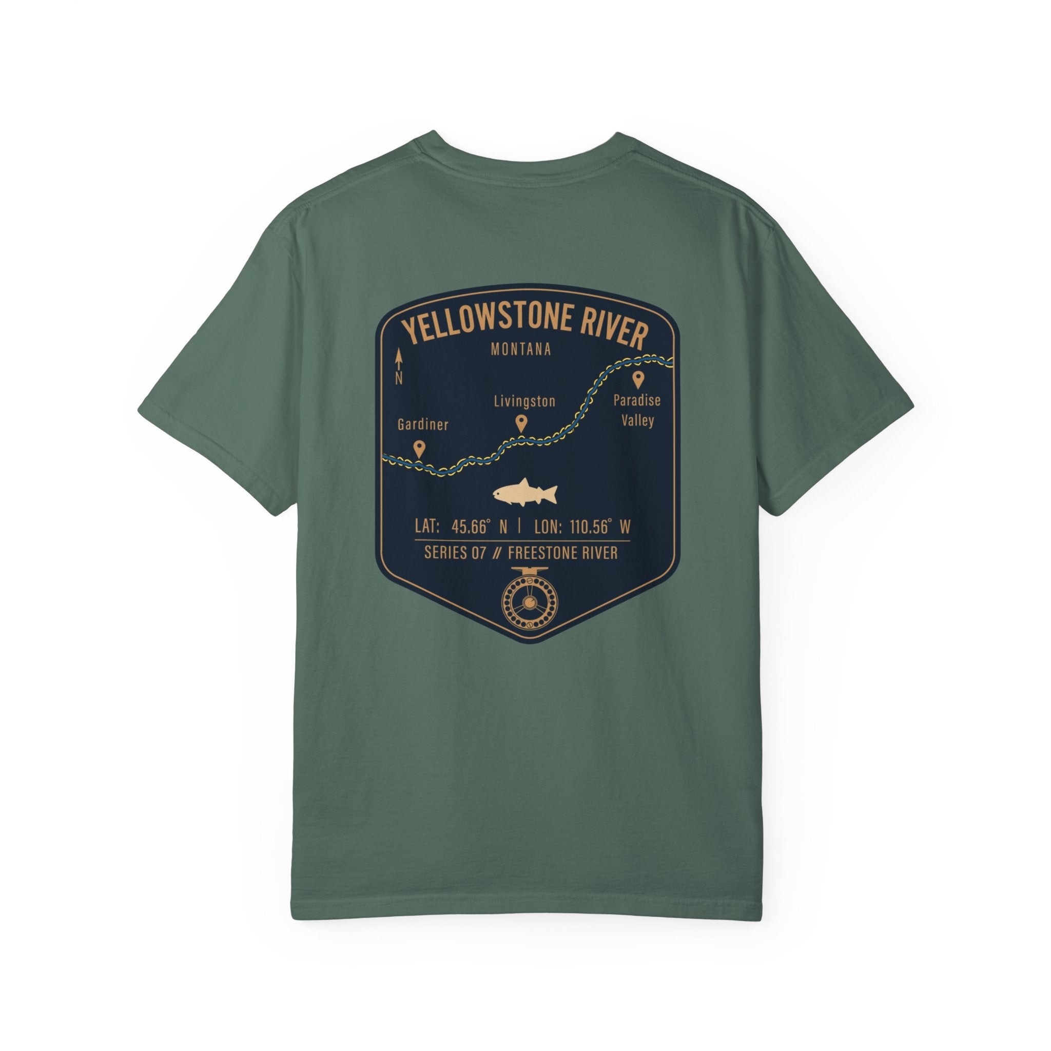 Yellowstone River Montana Fly Fishing T-Shirt - Premium Vintage Trout Map Graphic Tee for Anglers - Livingston & Paradise Valley