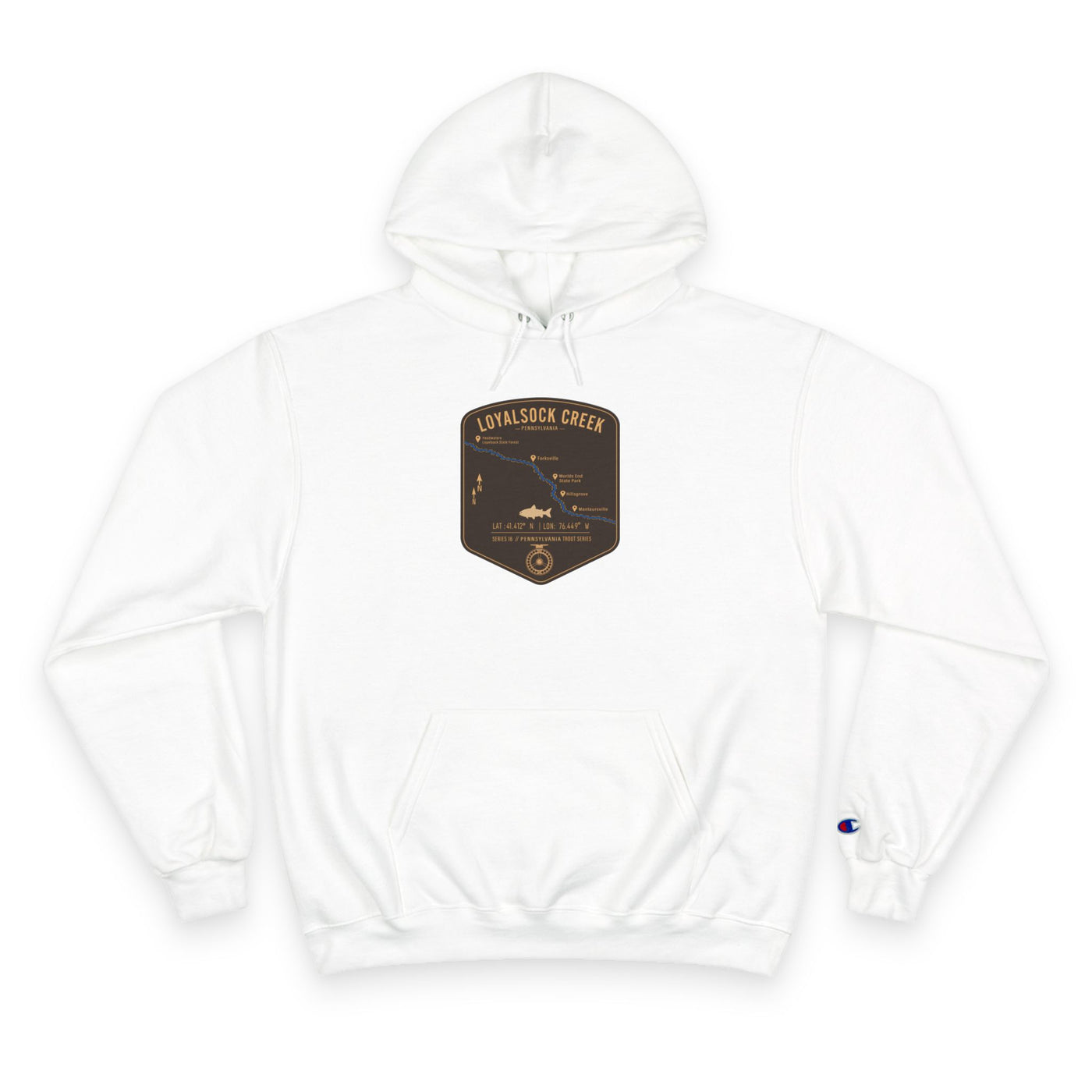 Loyalsock Creek PA Patch Graphic Hoodie | Outdoor Adventure