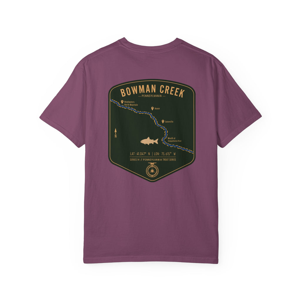 Bowman Creek Pennsylvania Fly Fishing T-Shirt - Series 14 Trout Map Tee for Anglers