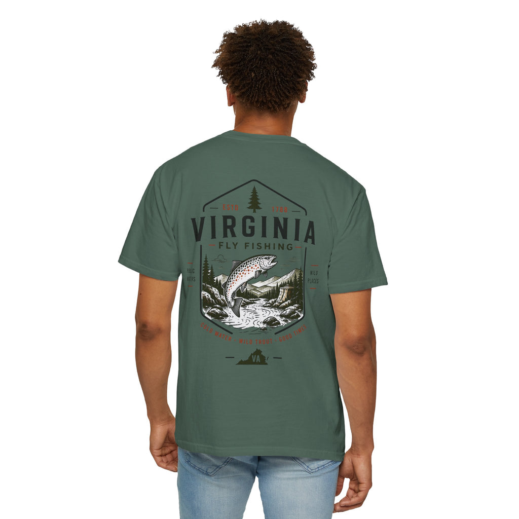 Virginia - State Fly Fishing Badge — Rugged Cotton Tee