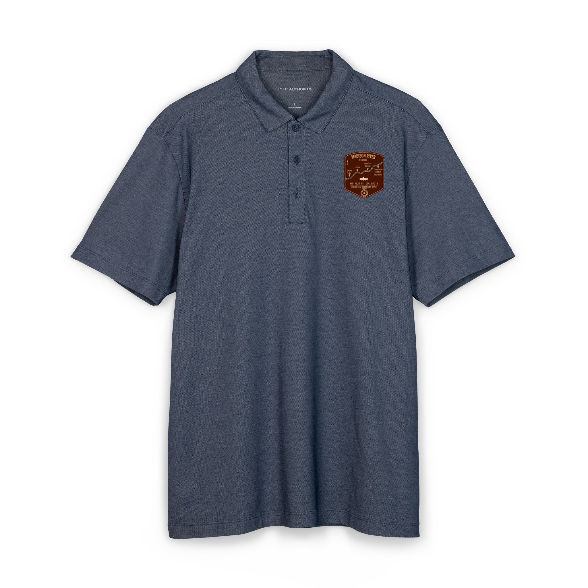 Madison River Fishing Map Polo | Port Authority® Fine Pique Blend