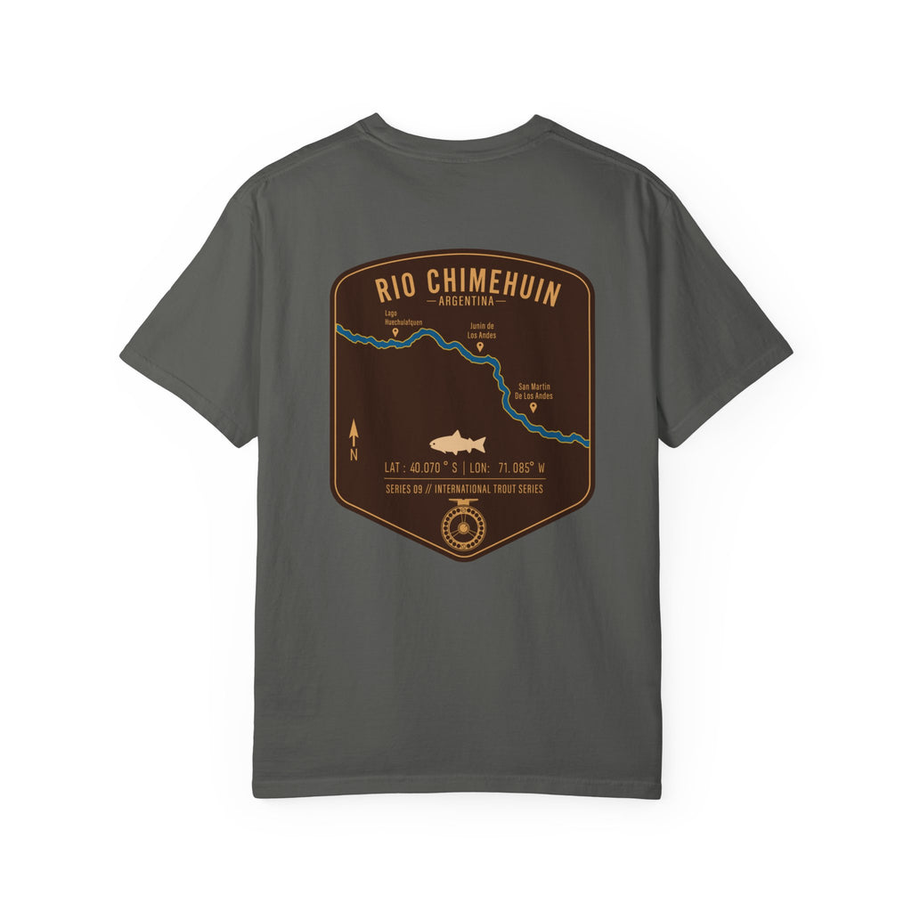 Rio Chimehuin Argentina Fly Fishing T-Shirt - Vintage Patagonia Trout Series Map Tee - Junin de los Andes Souvenir