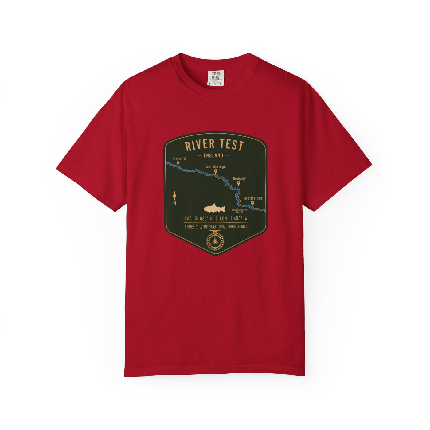 Global Series - River Test England Fishing Map | Rugged Cotton Trout Tee