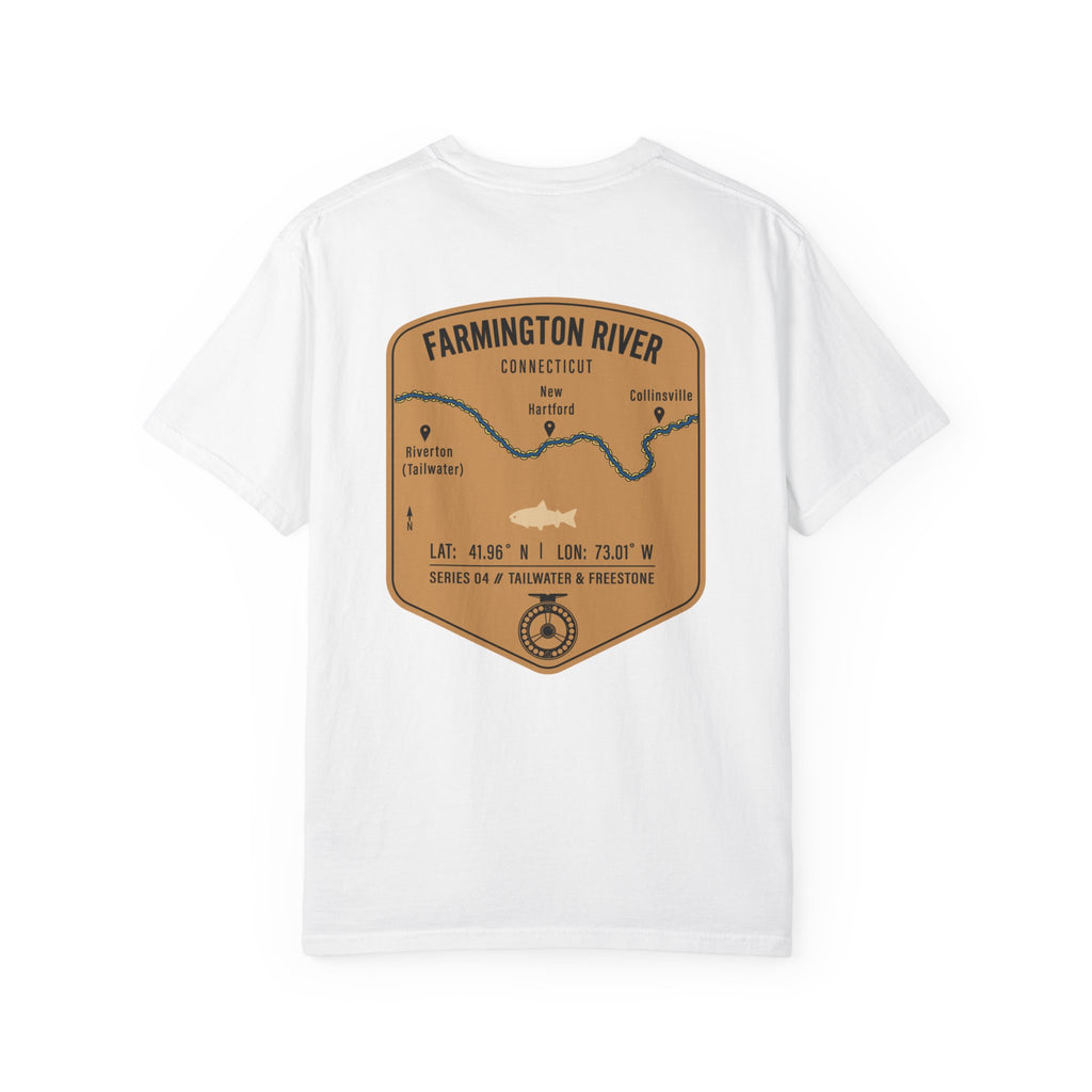 Farmington River Connecticut Fly Fishing T-Shirt - Vintage Trout Angler Map Tee - Tailwater & Freestone Series