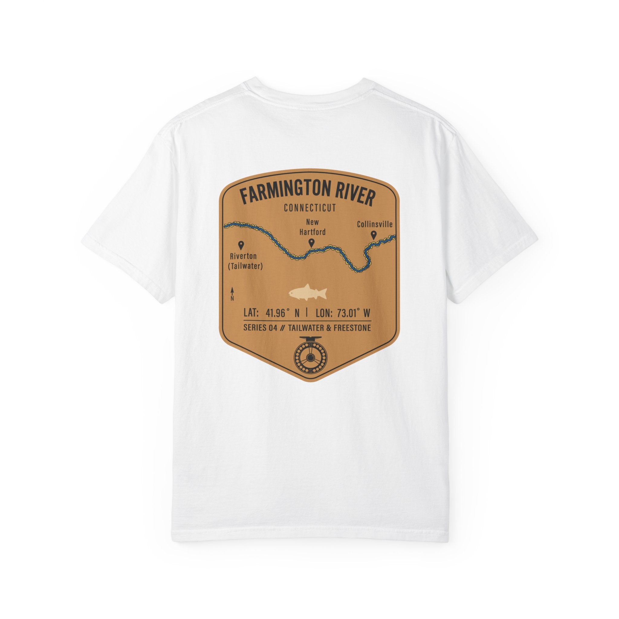 Farmington River Connecticut Fly Fishing T-Shirt - Vintage Trout Angler Map Tee - Tailwater & Freestone Series